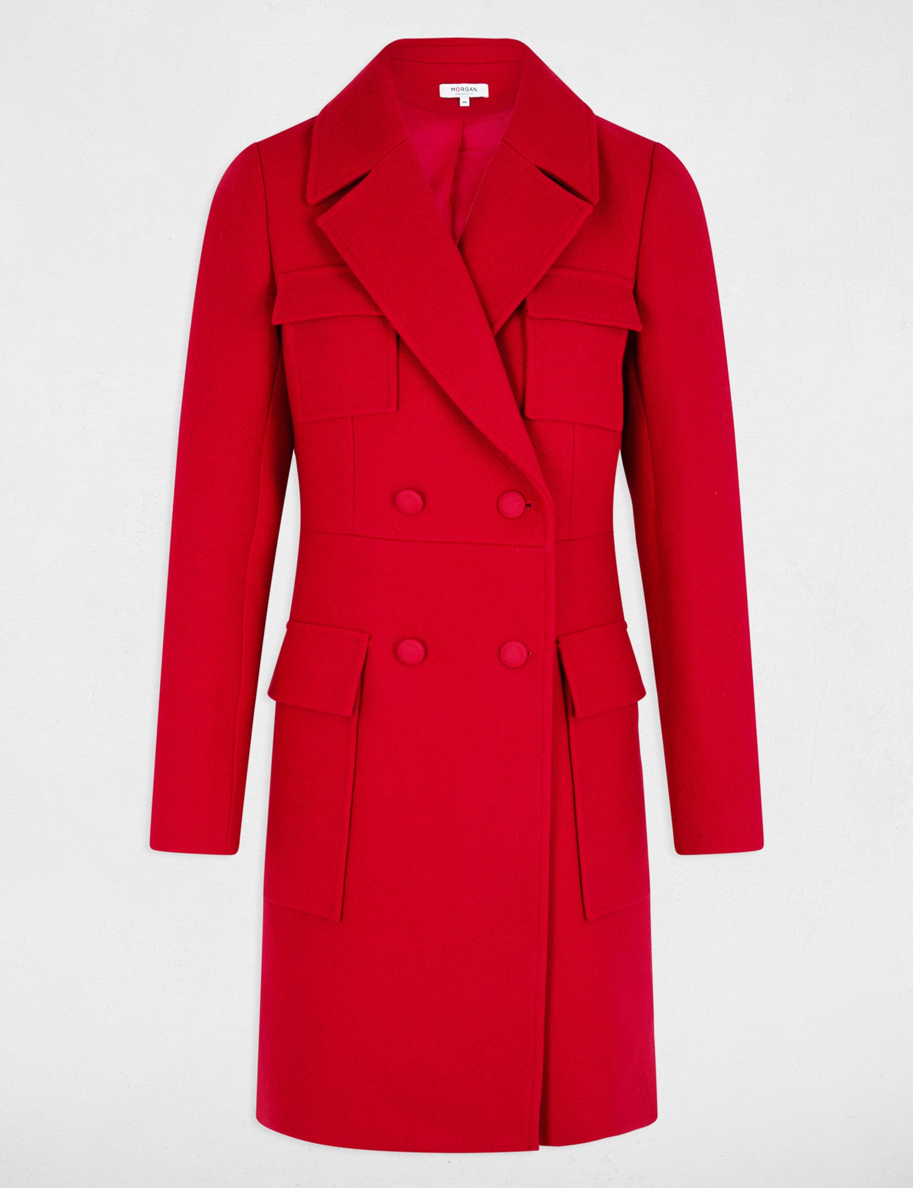 Buttoned long coat red women