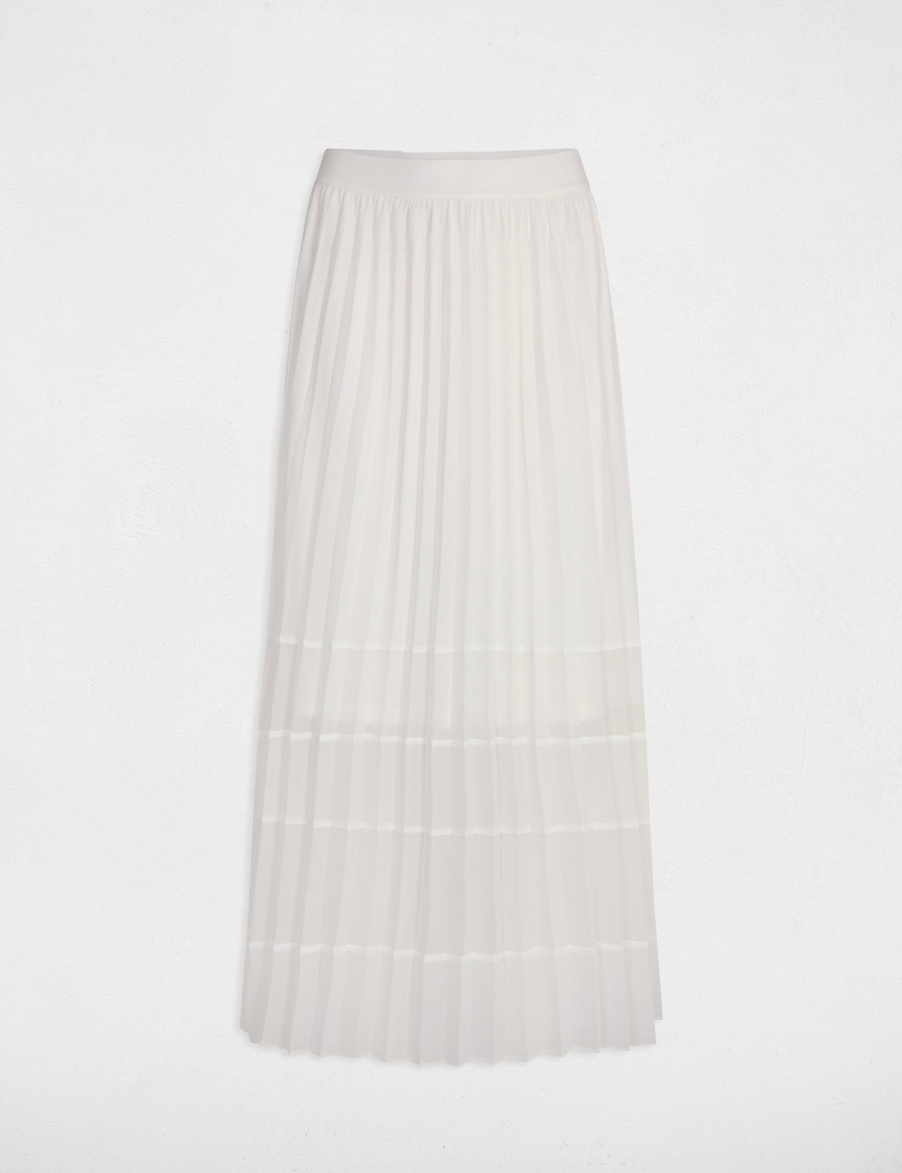 Maxi pleated A-line skirt ivory women