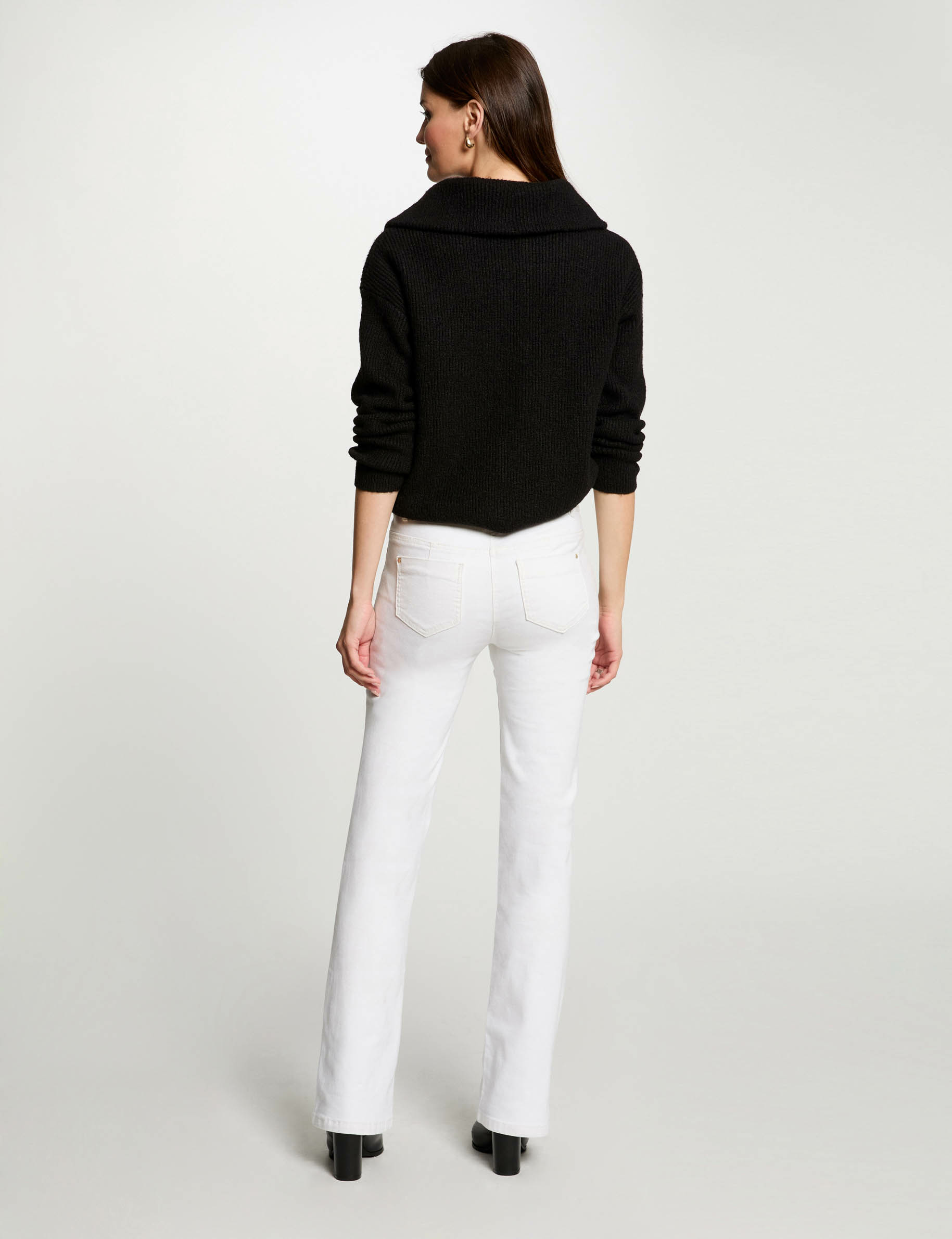 Jumper with zipped-rollneck black women