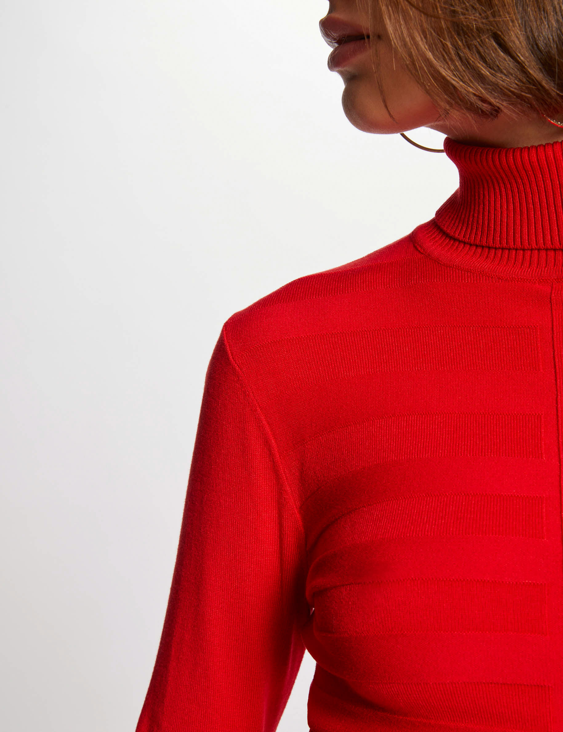 Long-sleeved jumper turtleneck red women