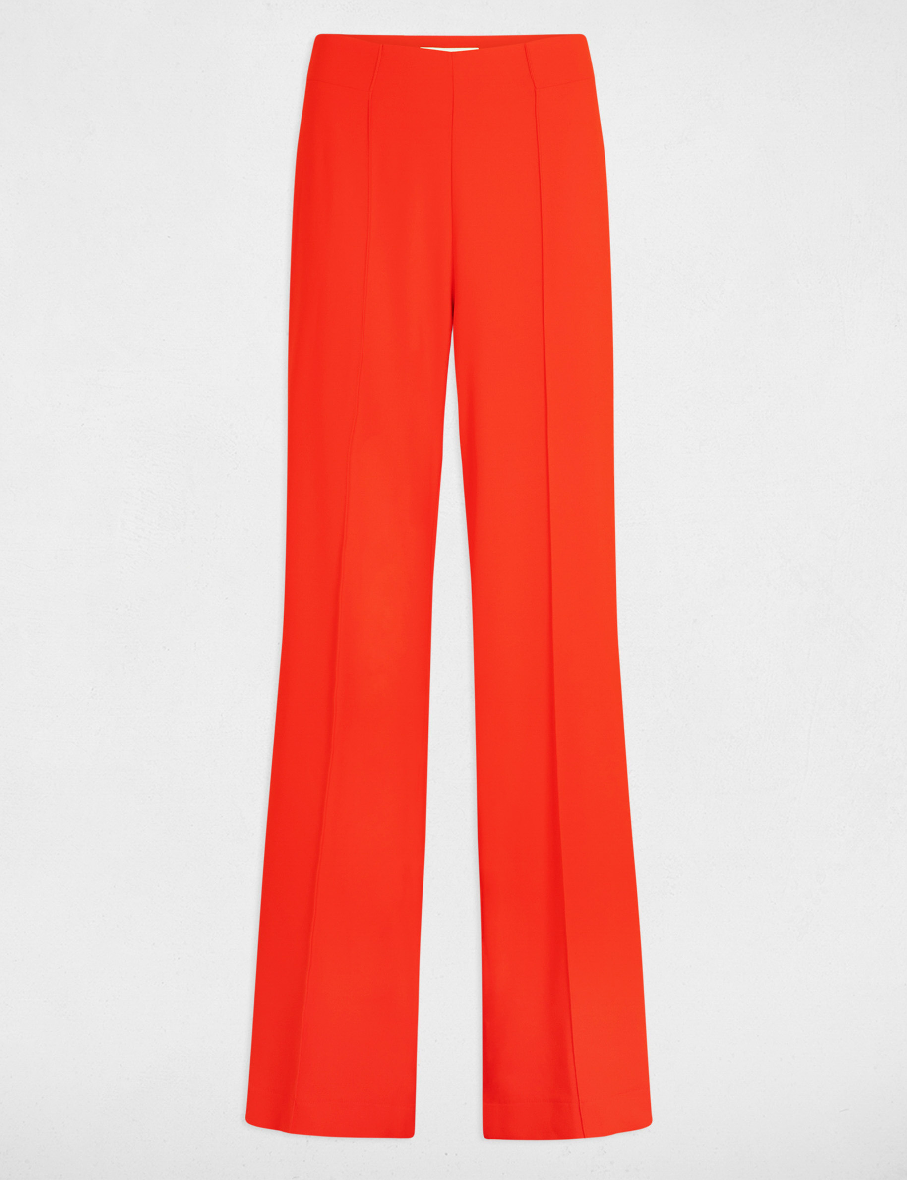 Pantalon jambe large fluide orange foncé femme