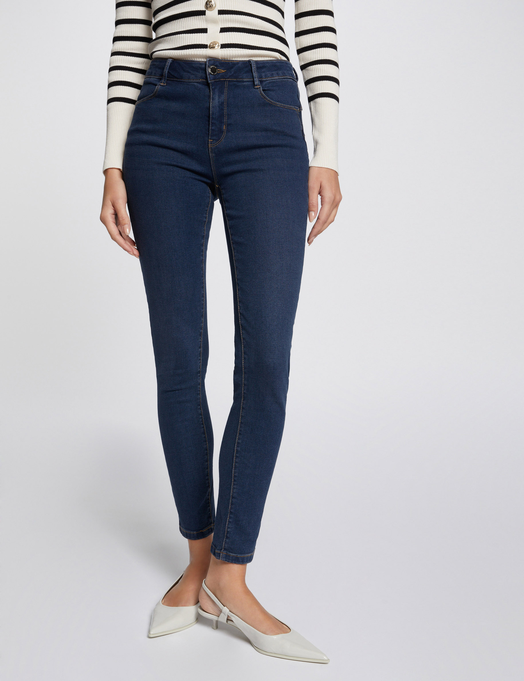 Jeans slim taille standard denim brut femme