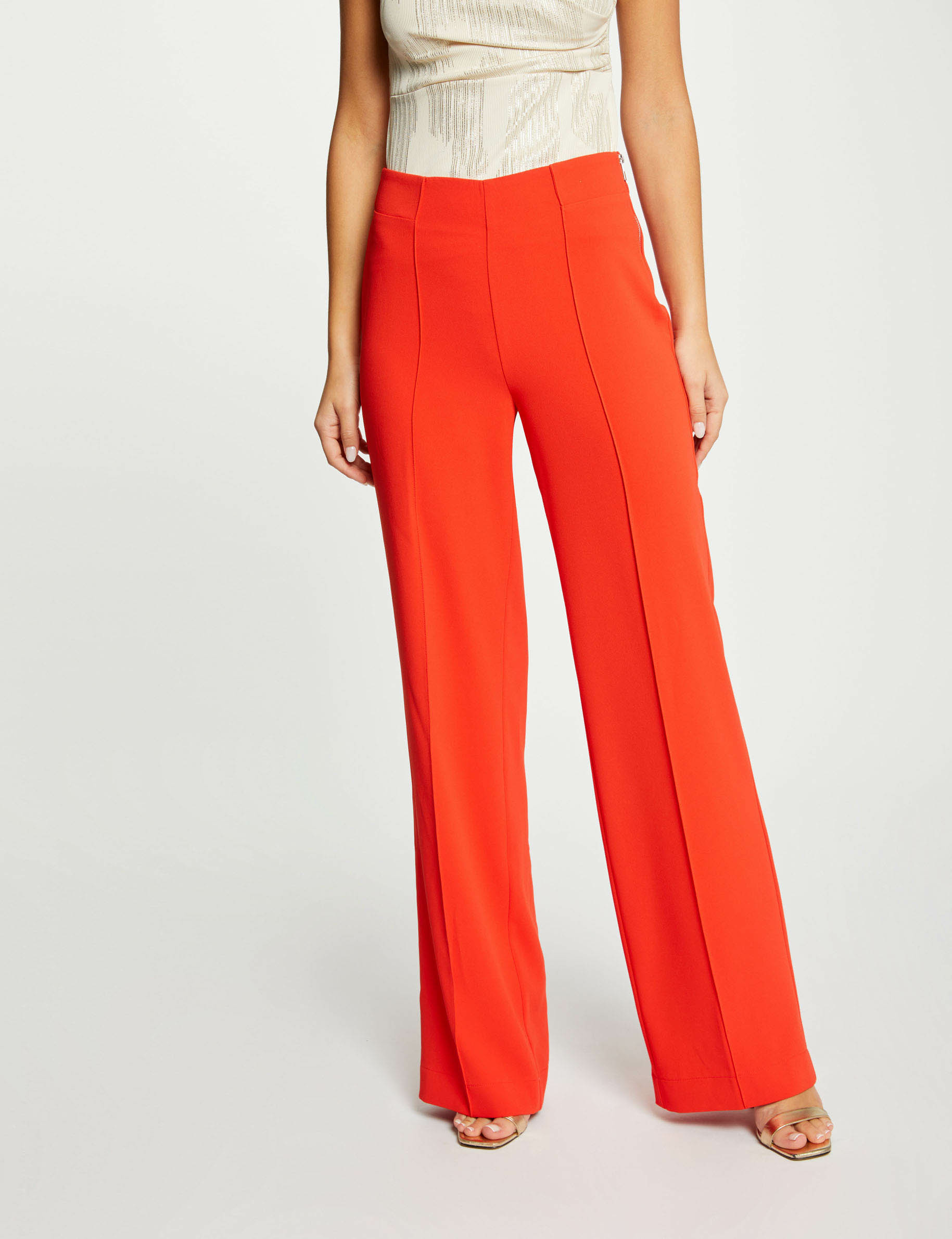 Loose wide leg trousers dark orange women