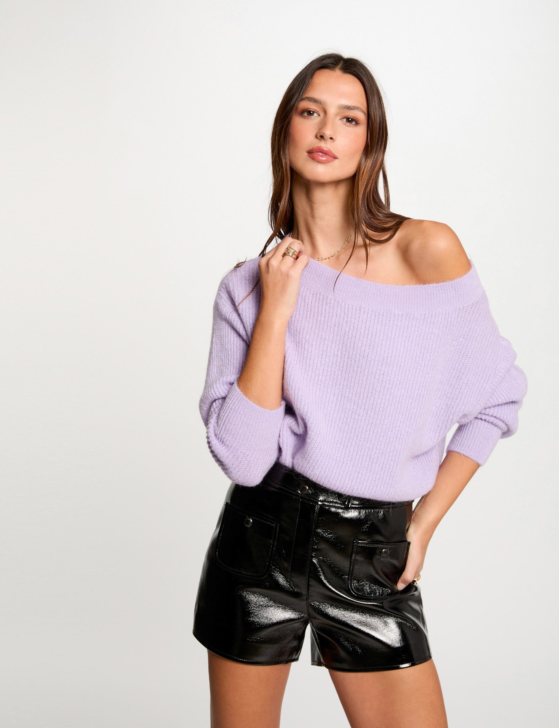 Jumper with round neck parma purple women