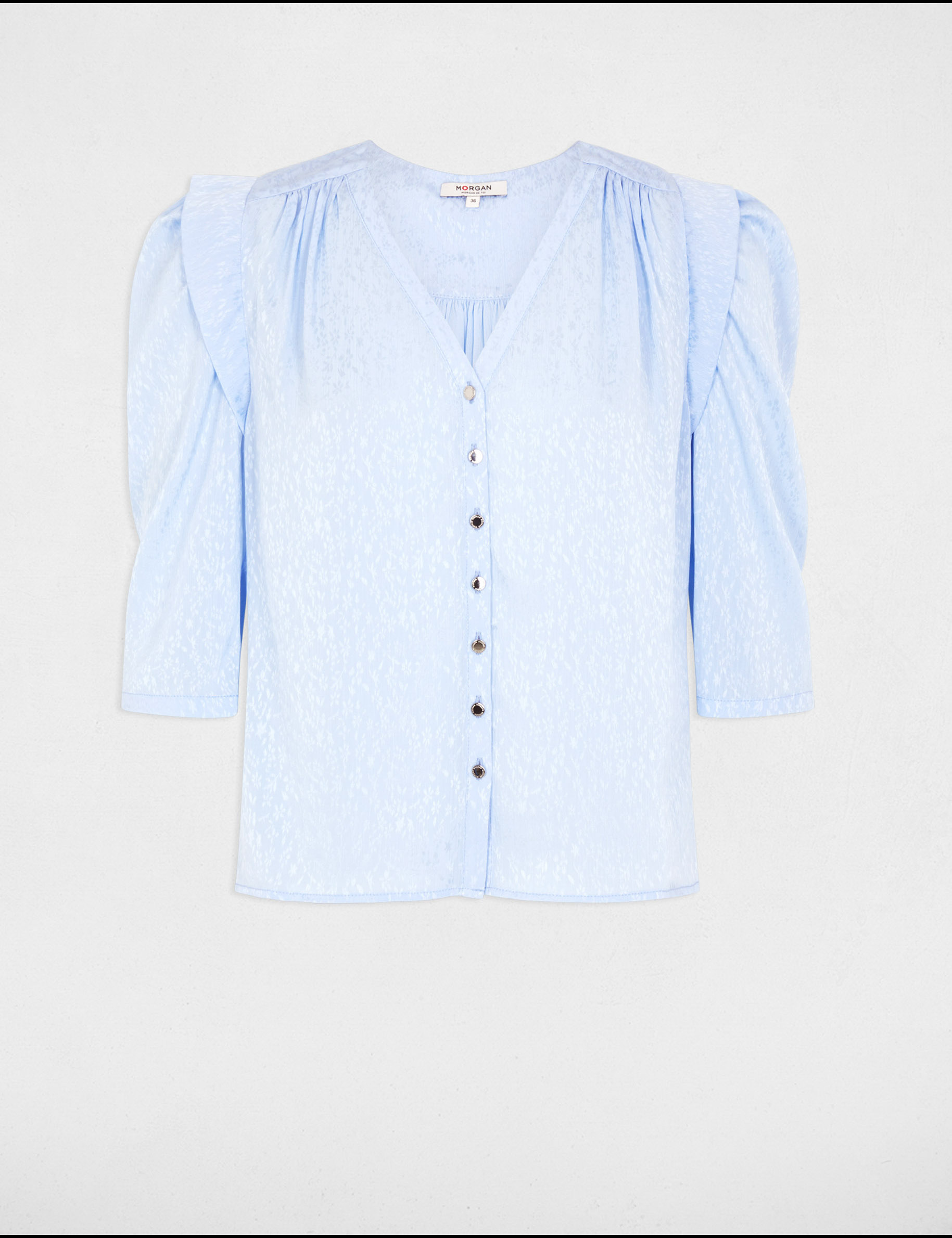 3/4-length sleeved shirt sky blue women