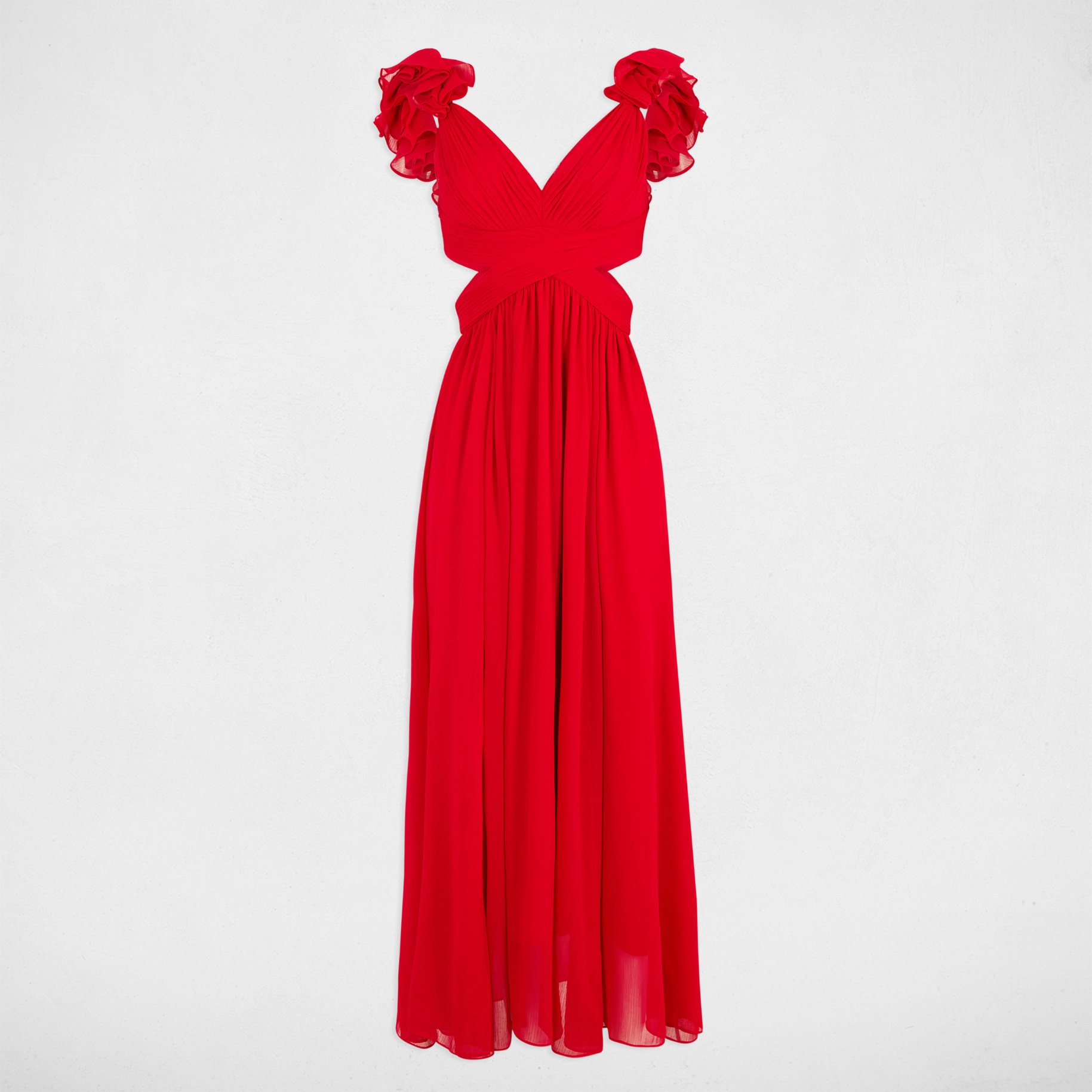 Maxi loose straight dress red women