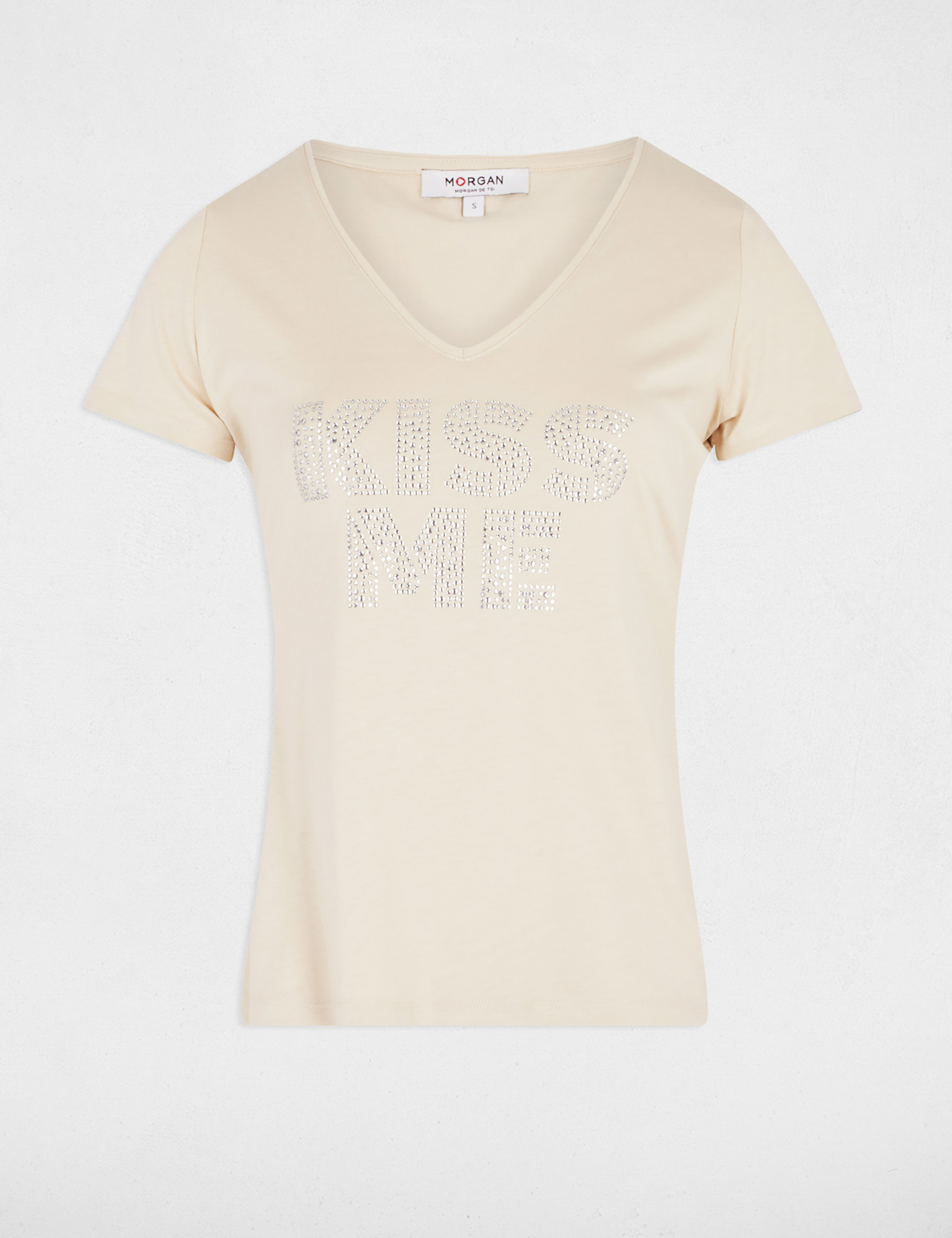 T-shirt with message beige women