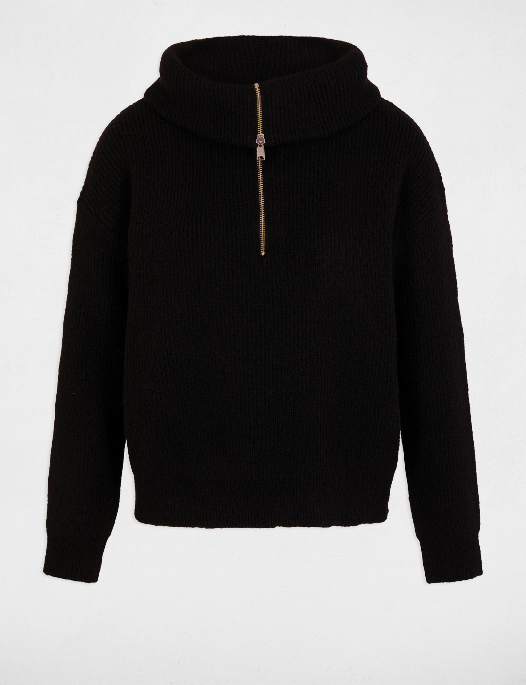 Jumper with zipped-rollneck black women