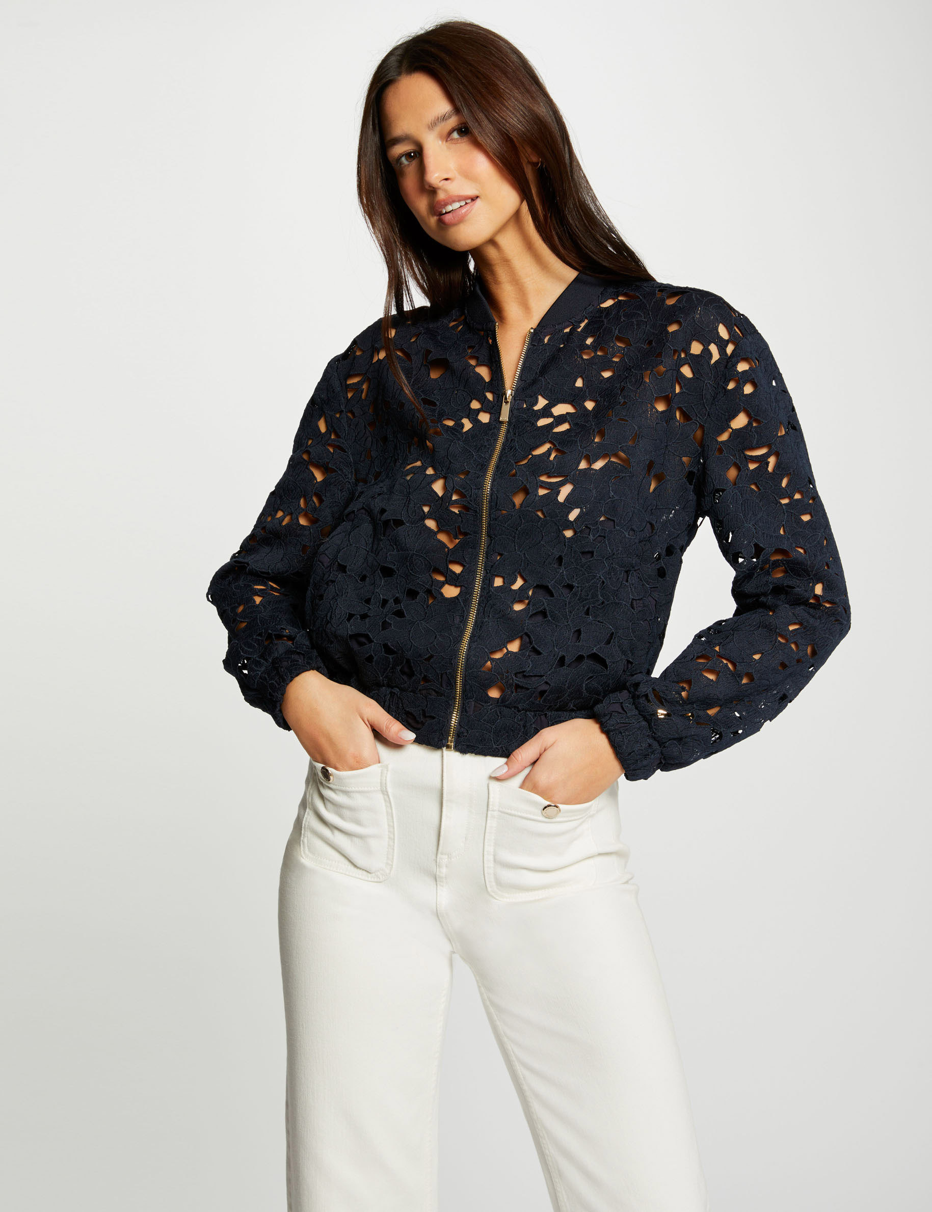 Lace jacket navy women