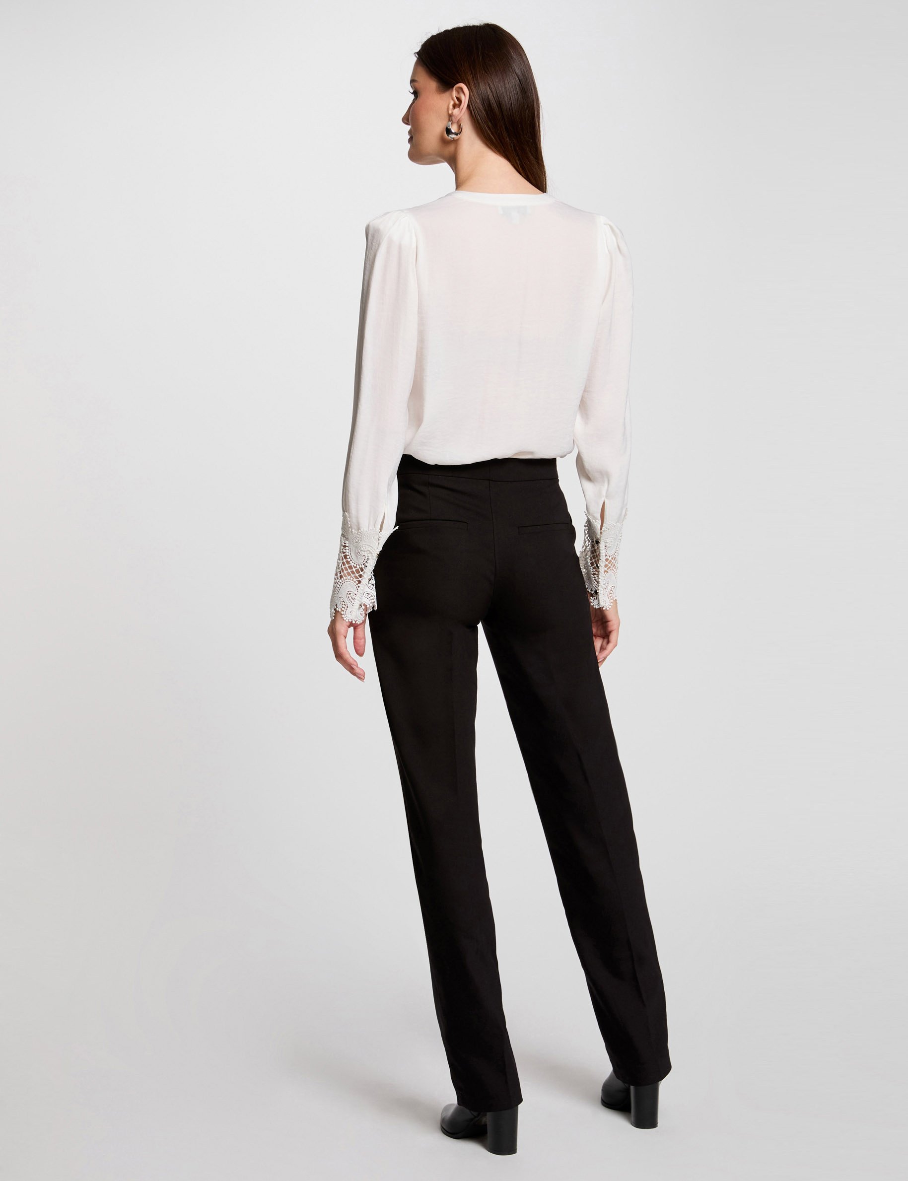 Wide leg trousers with darts black women