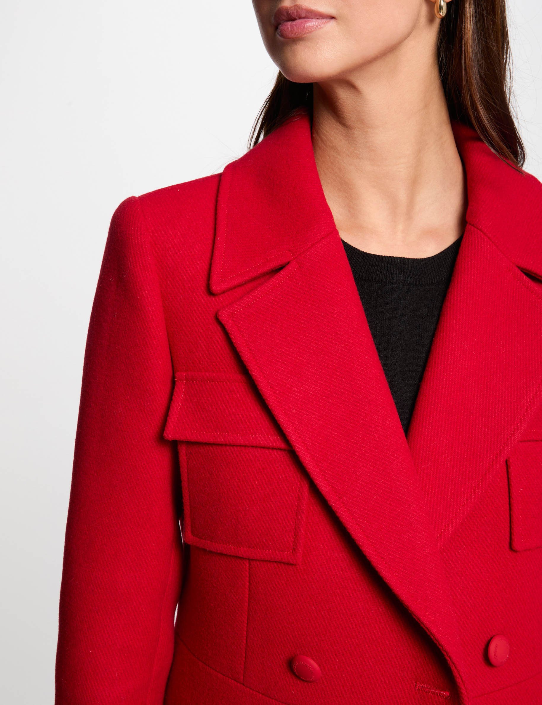 Buttoned long coat red women