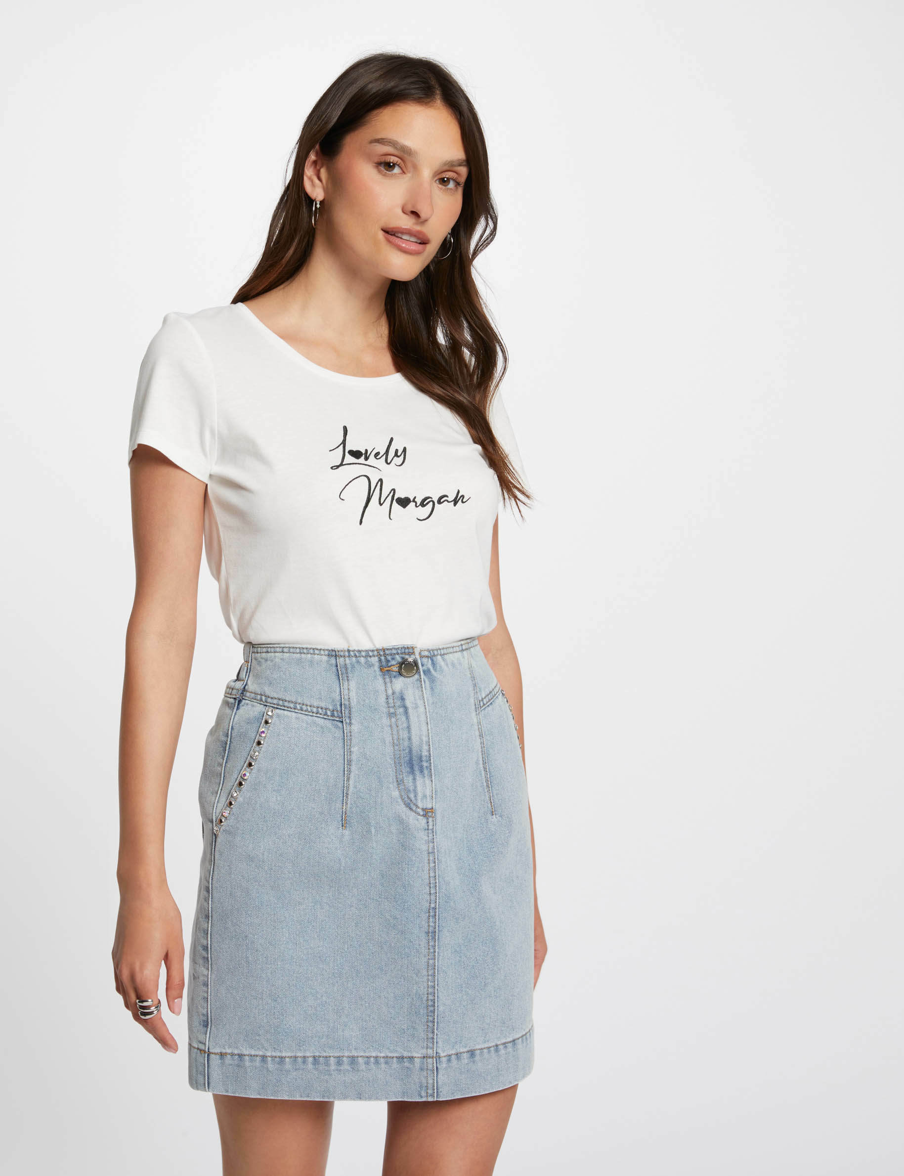 Jupe courte en jean jean bleached femme