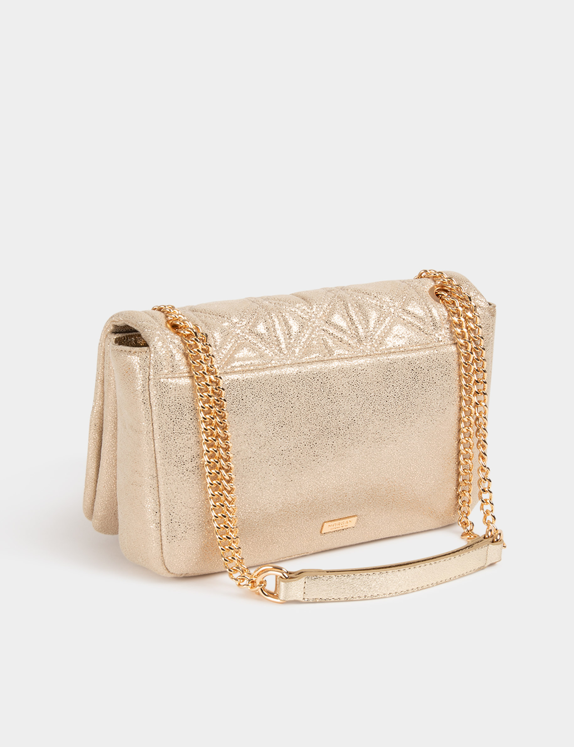 Metallised quilted bag gold ladies Morgan