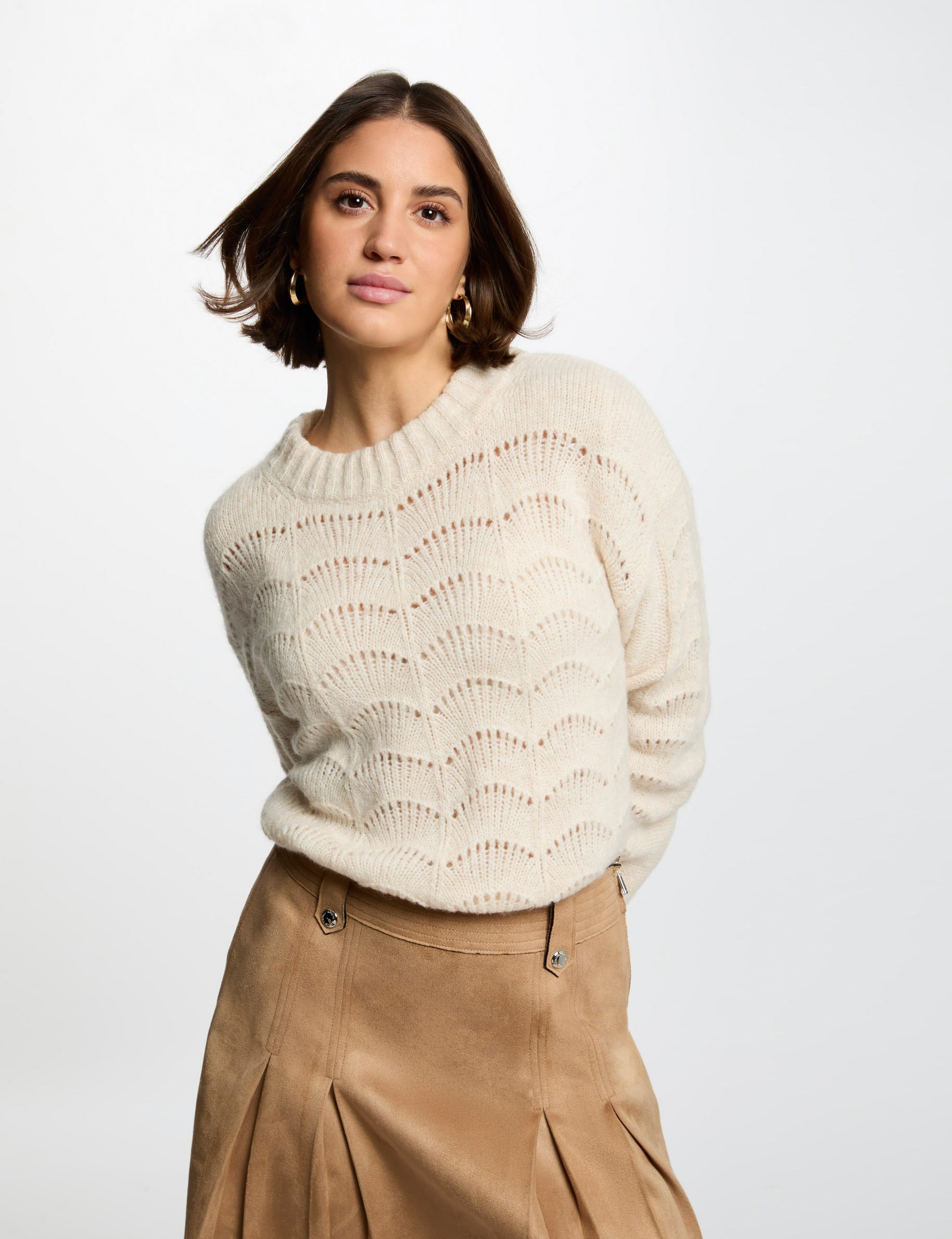 Long-sleeved jumper ivory women