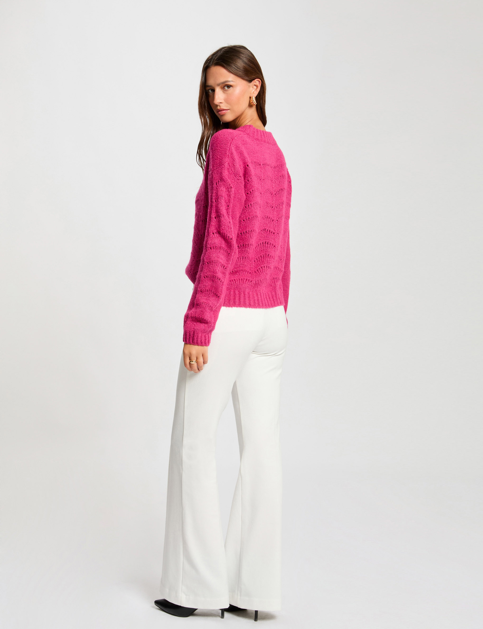 Long-sleeved jumper dark pink women