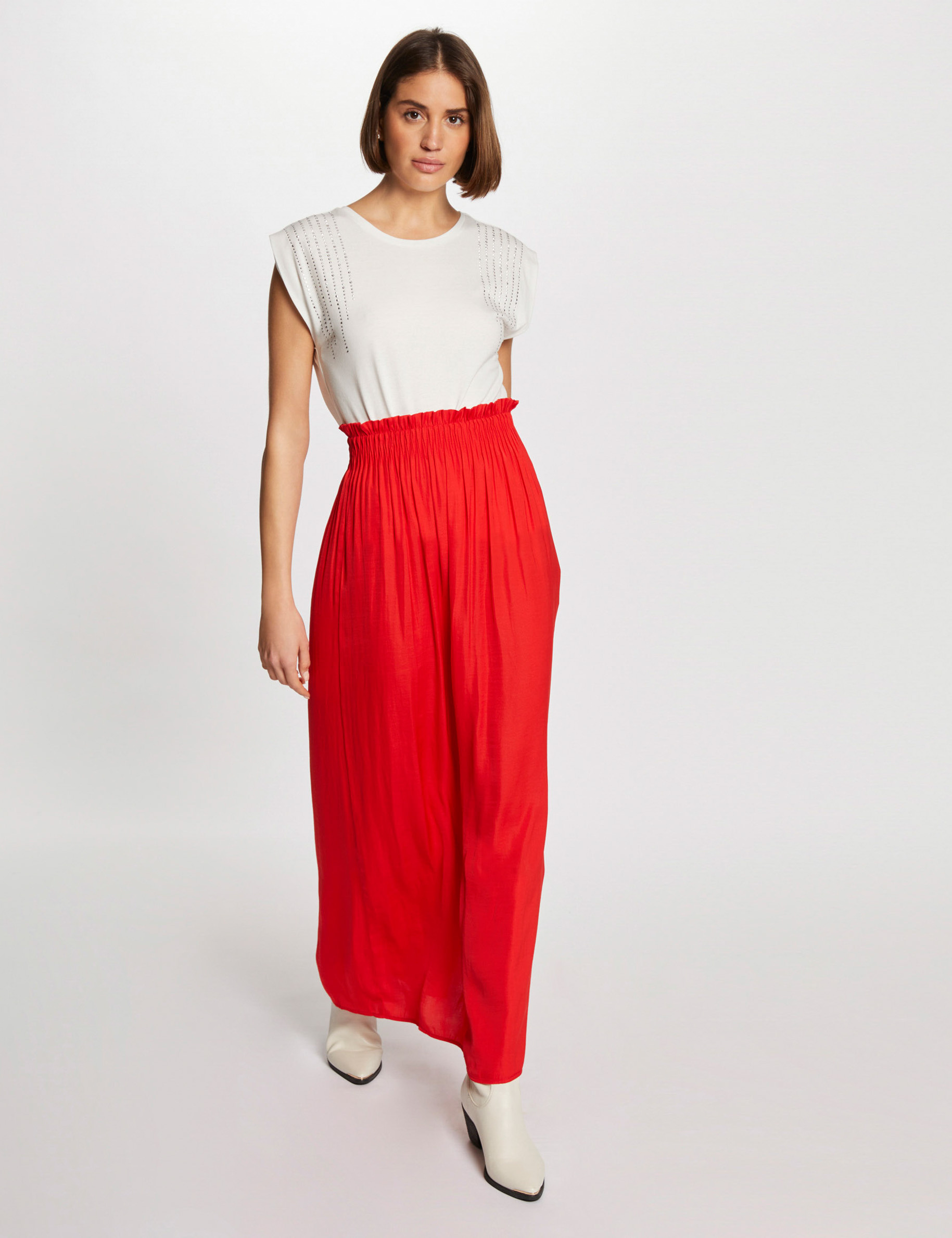 Loose maxi skirt with elasticised waist dark orange women