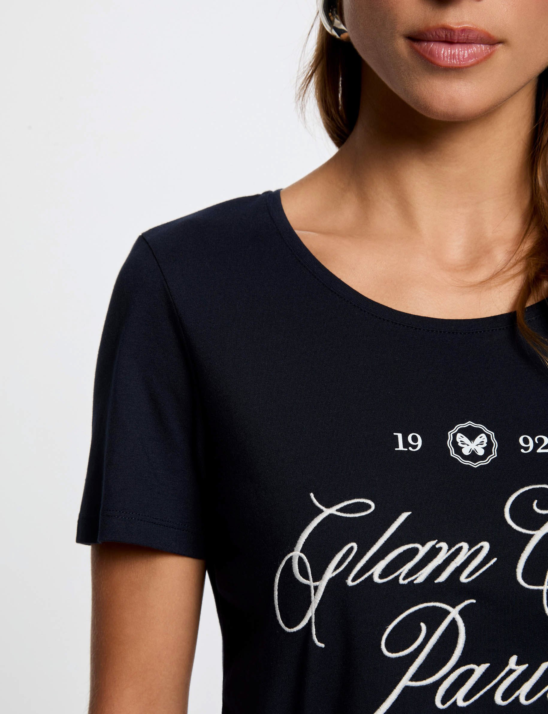 t shirt with message navy blue women T-shirt with message navy blue women