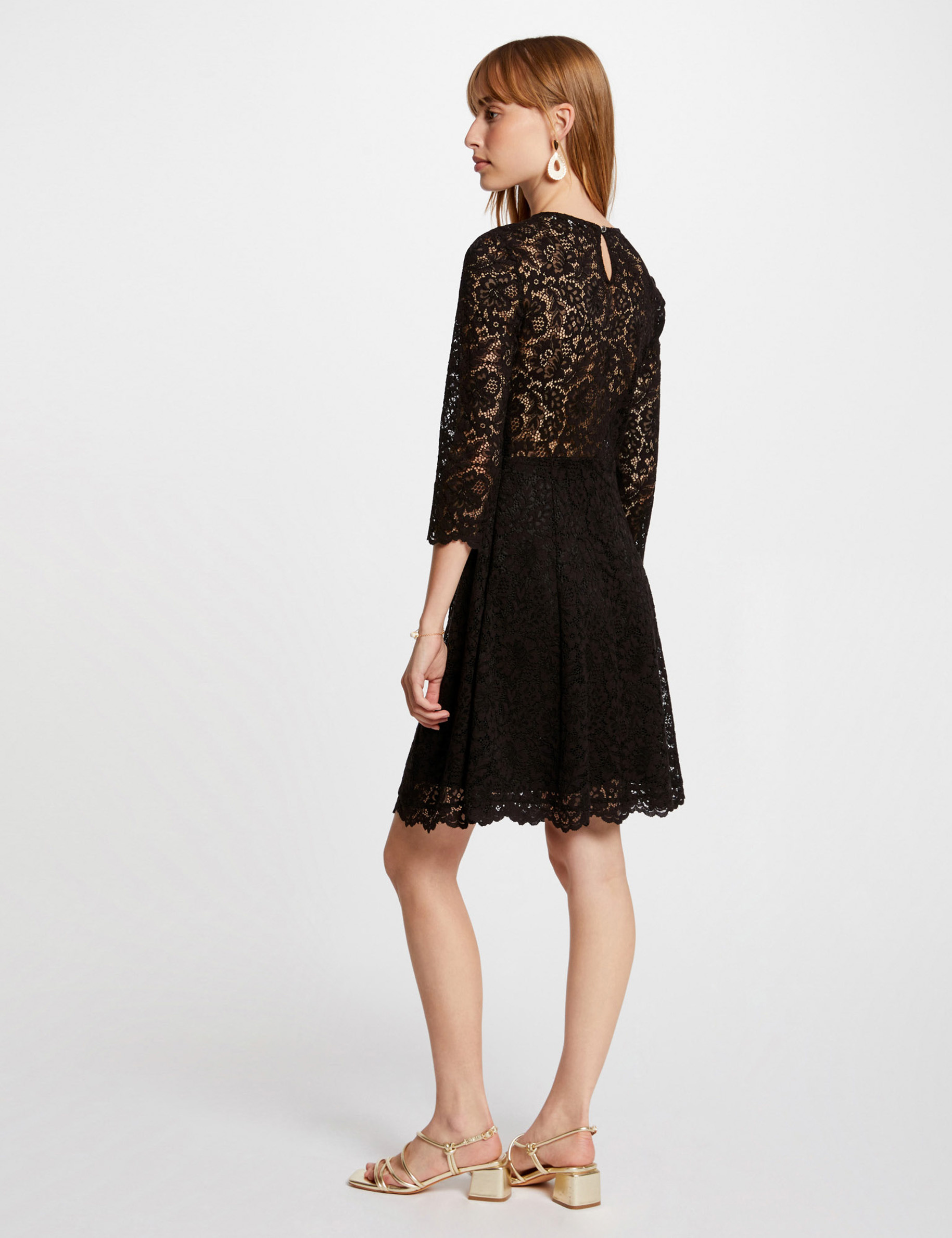 Mini skater lace dress black women