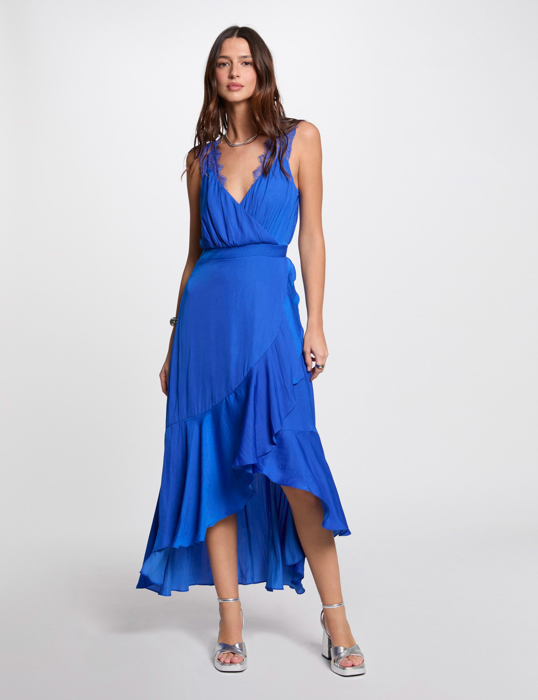 Maxi loose straight dress electric blue women