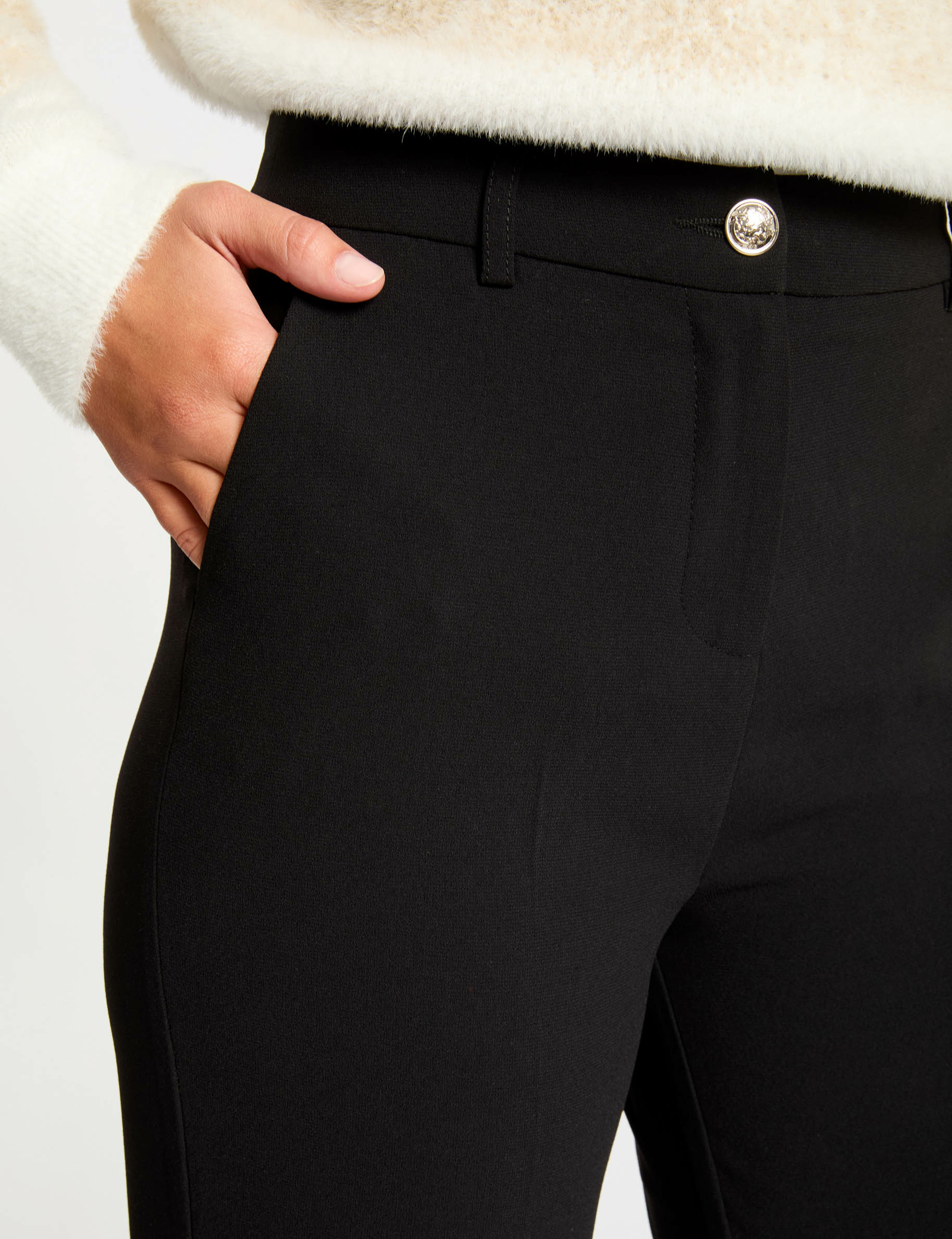 Pantalon large à pinces noir femme