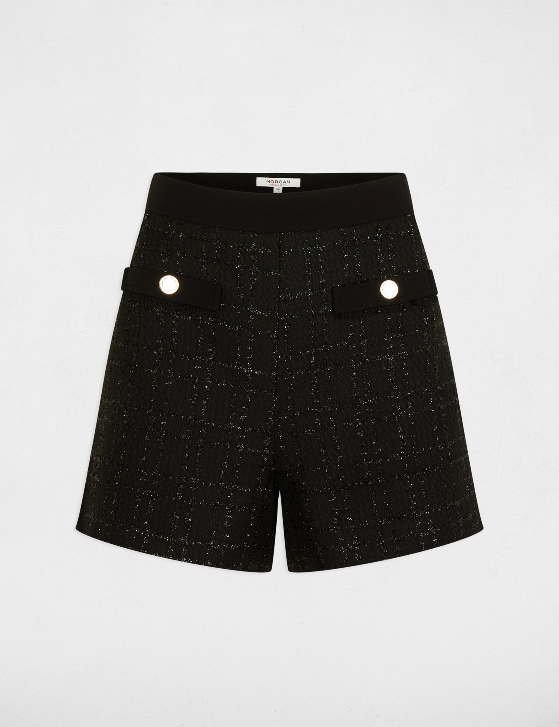 Fitted tweed shorts black women