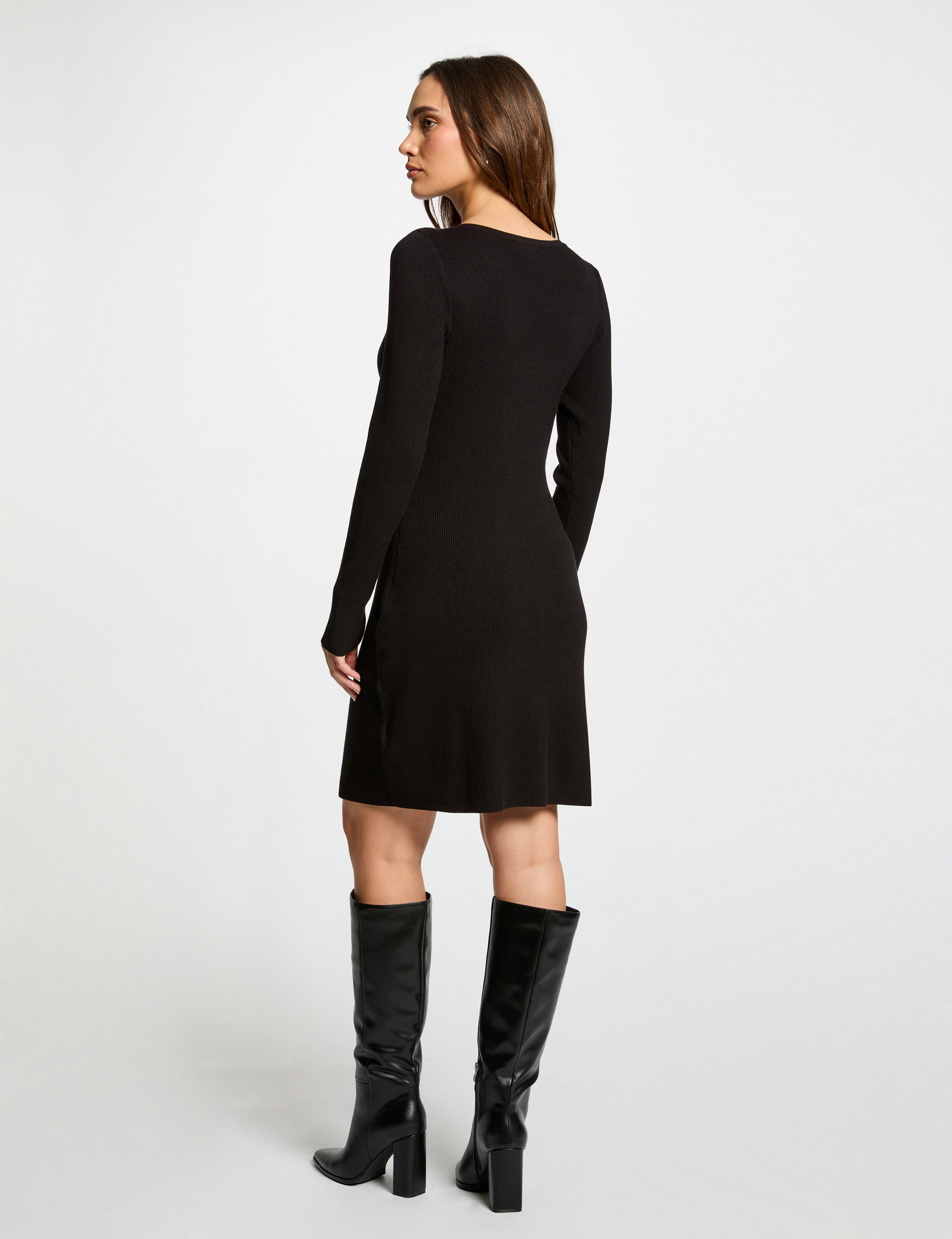 Fitted mini knitted dress black women