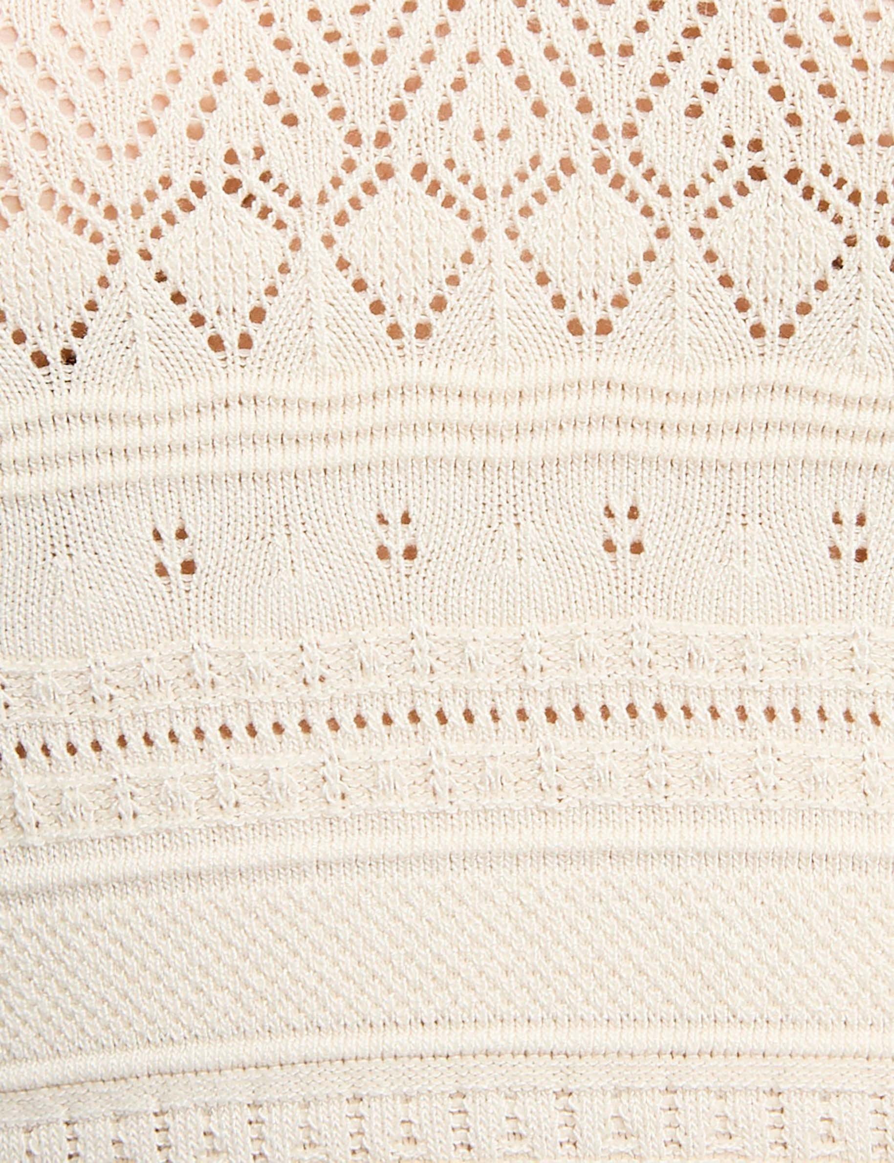 knitted top with v neck ivory women null