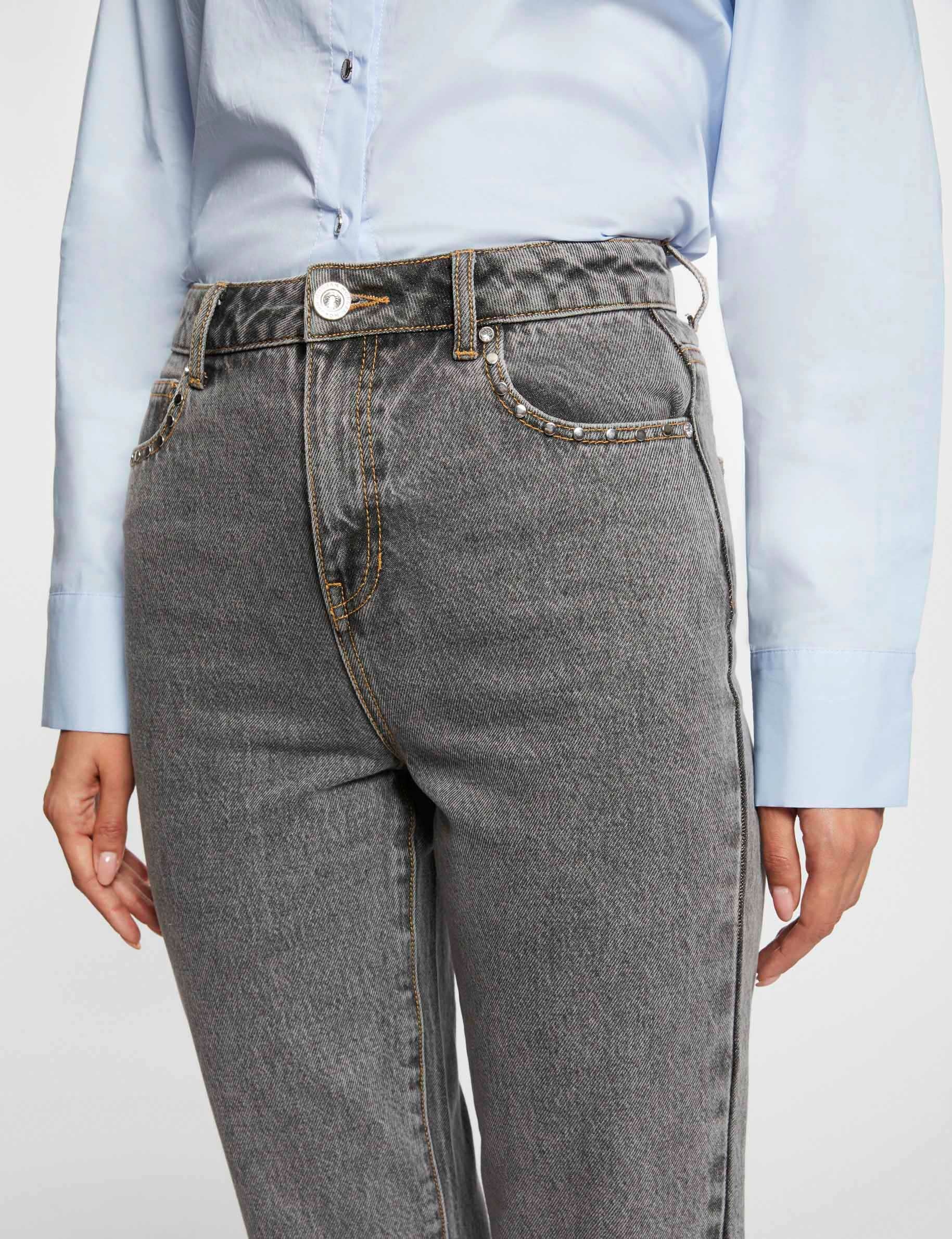 Jeans droit 7/8ème gris anthracite femme