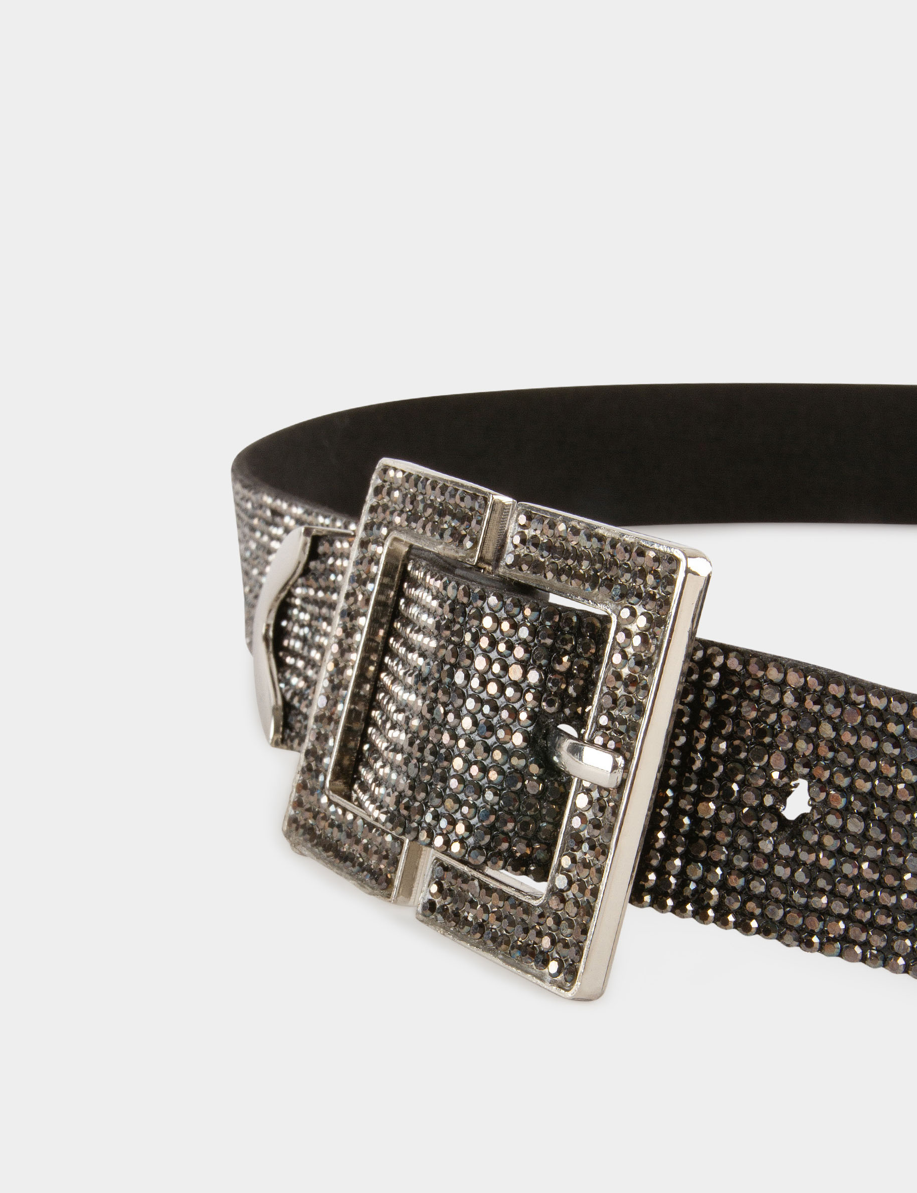 Belt with rhinestones light grey women