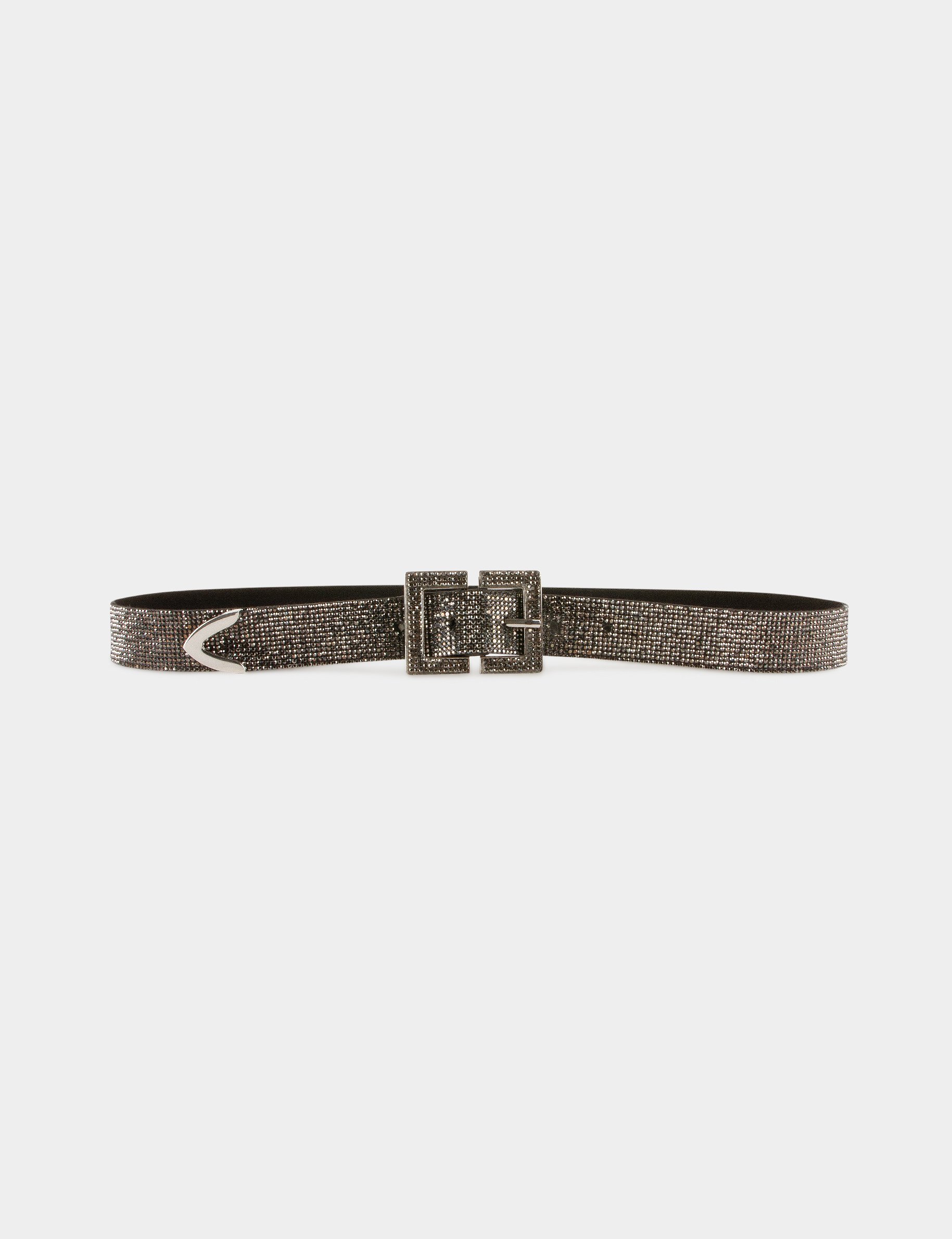 Belt with rhinestones light grey women