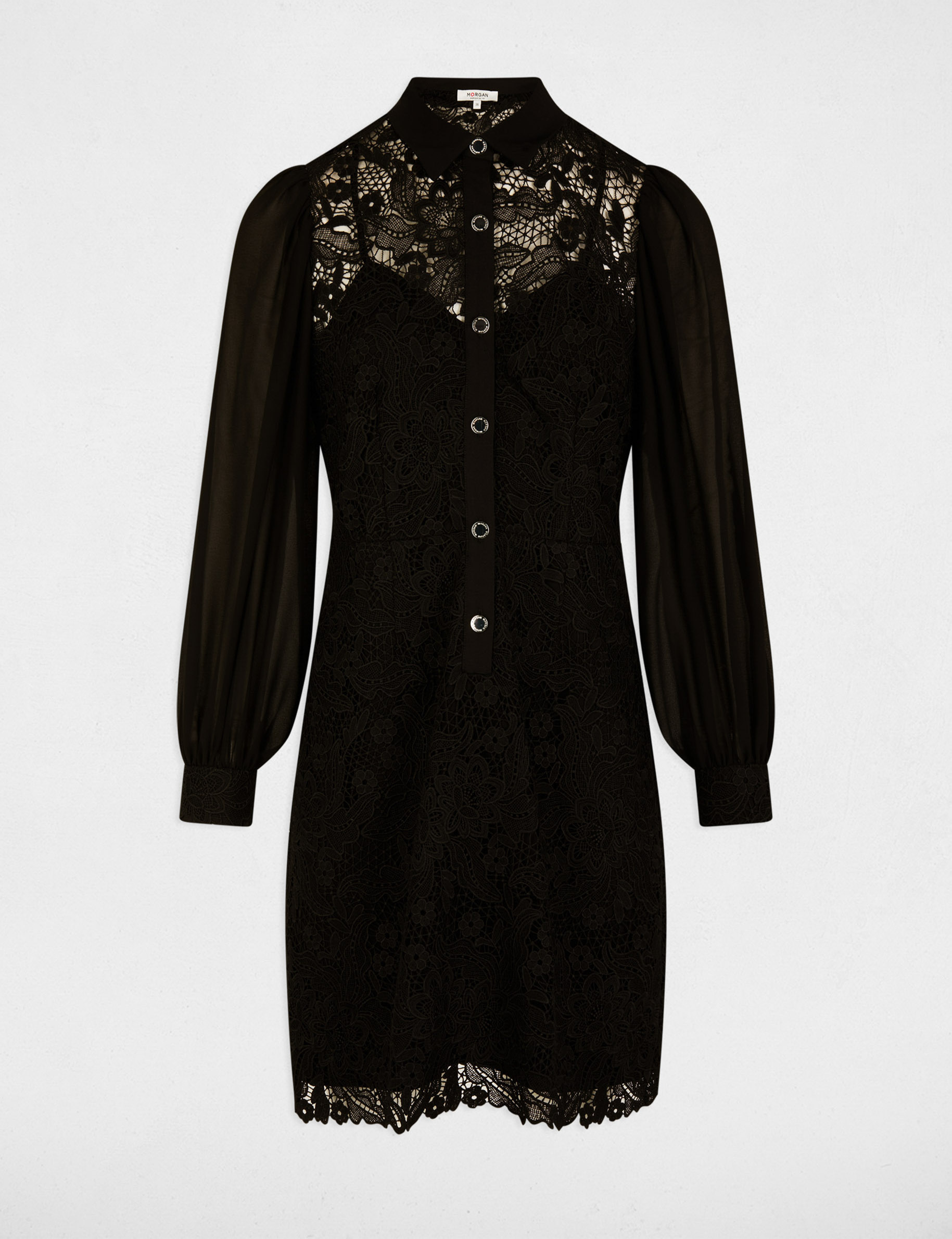 Straight mini lace dress black women