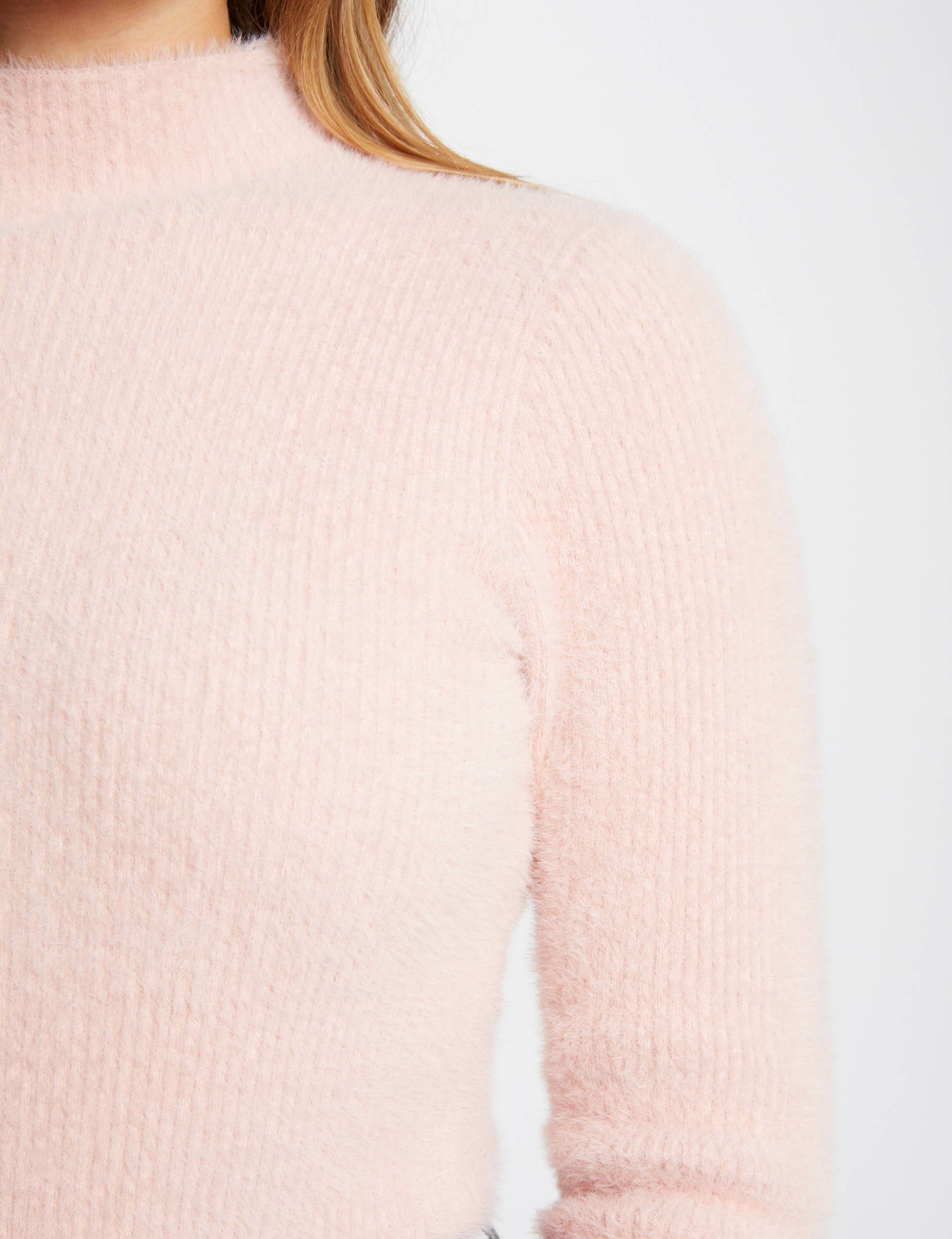 Fluffy knit long sleeved jumper light pink women Morgan