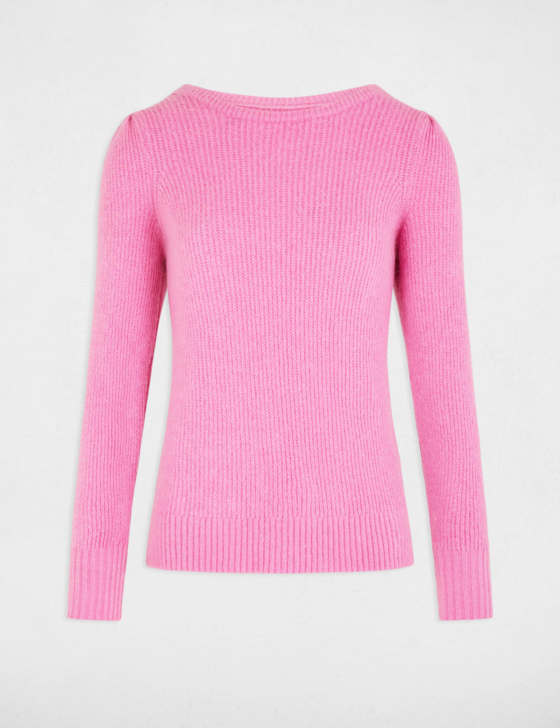 Jumper round neck long sleeves medium pink women