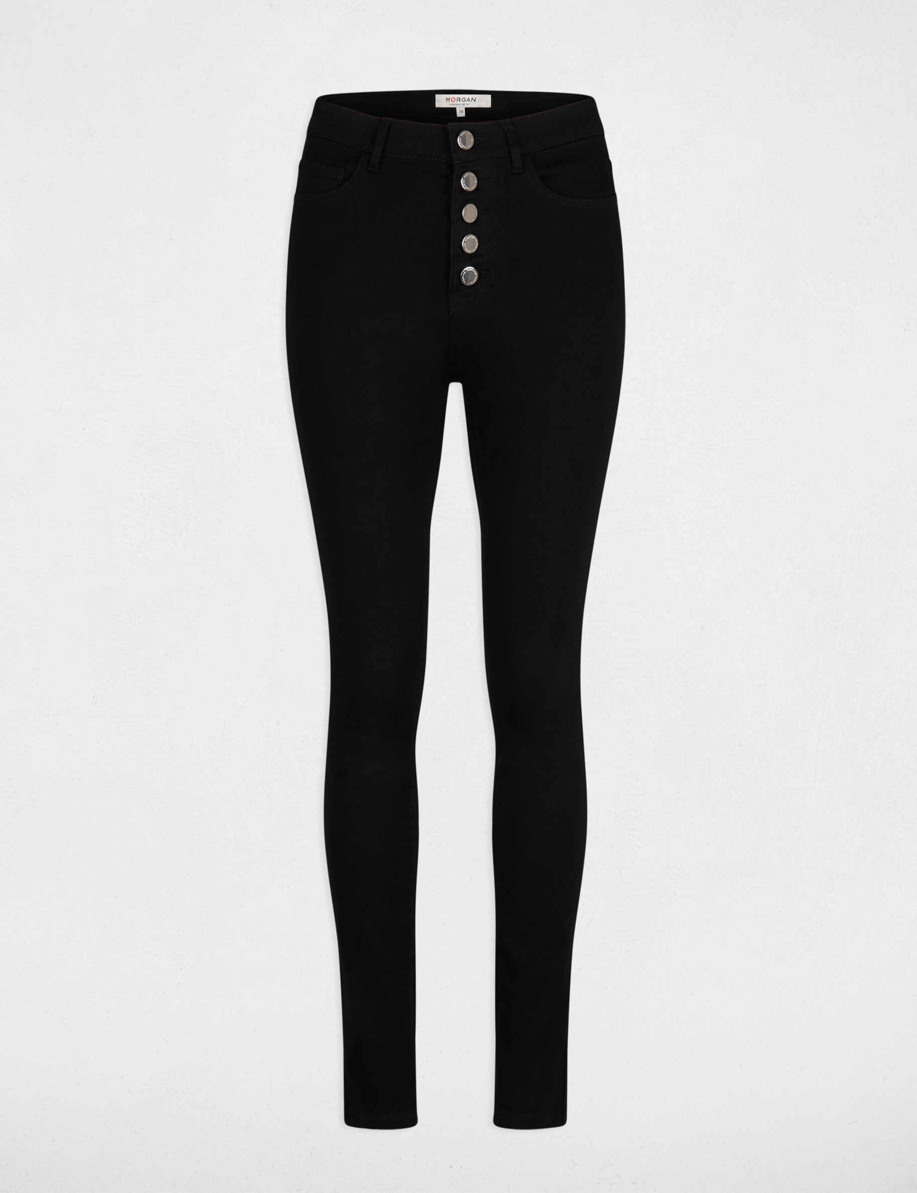 Jeans skinny boutonné noir femme