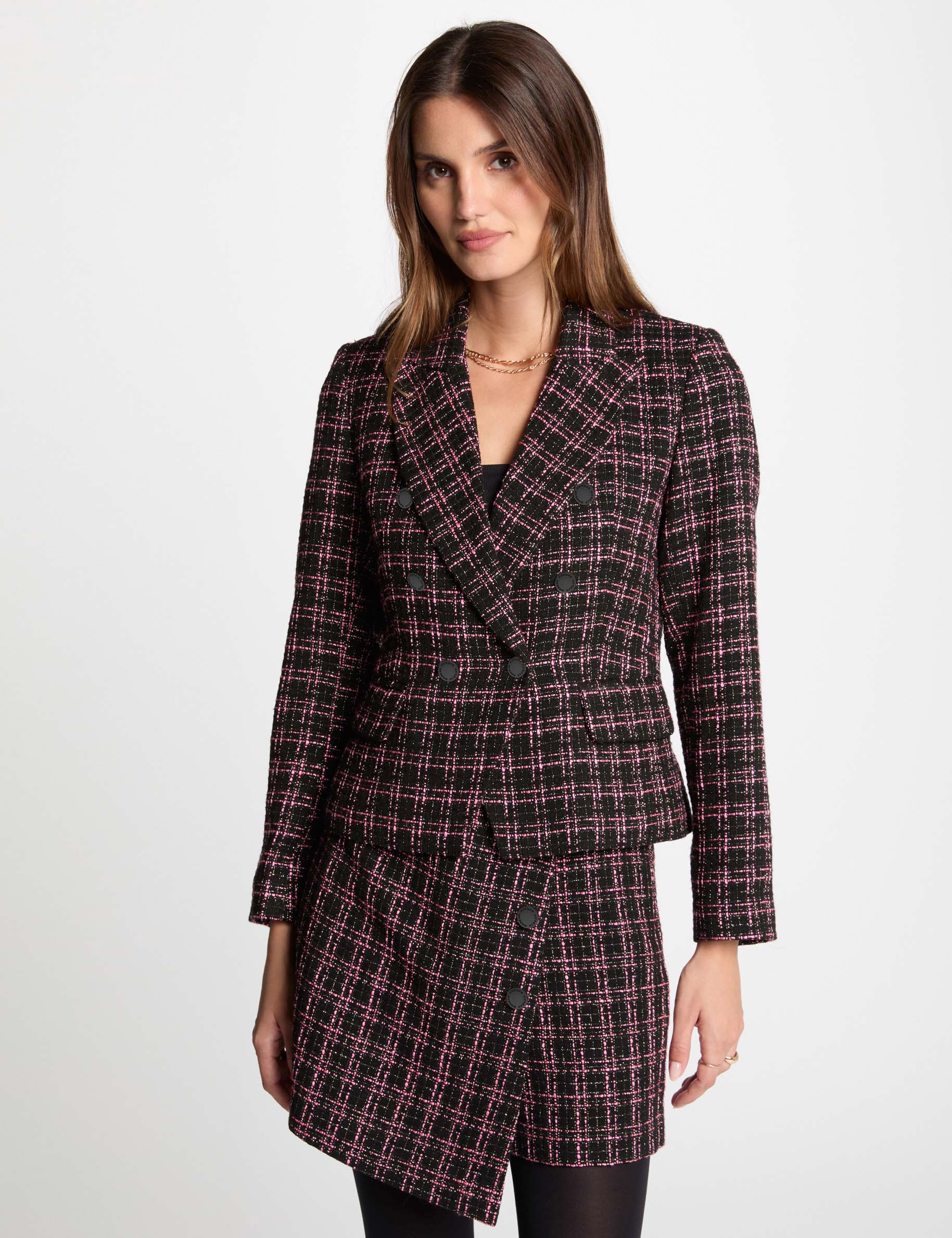 Waisted tweed jacket multicolored women