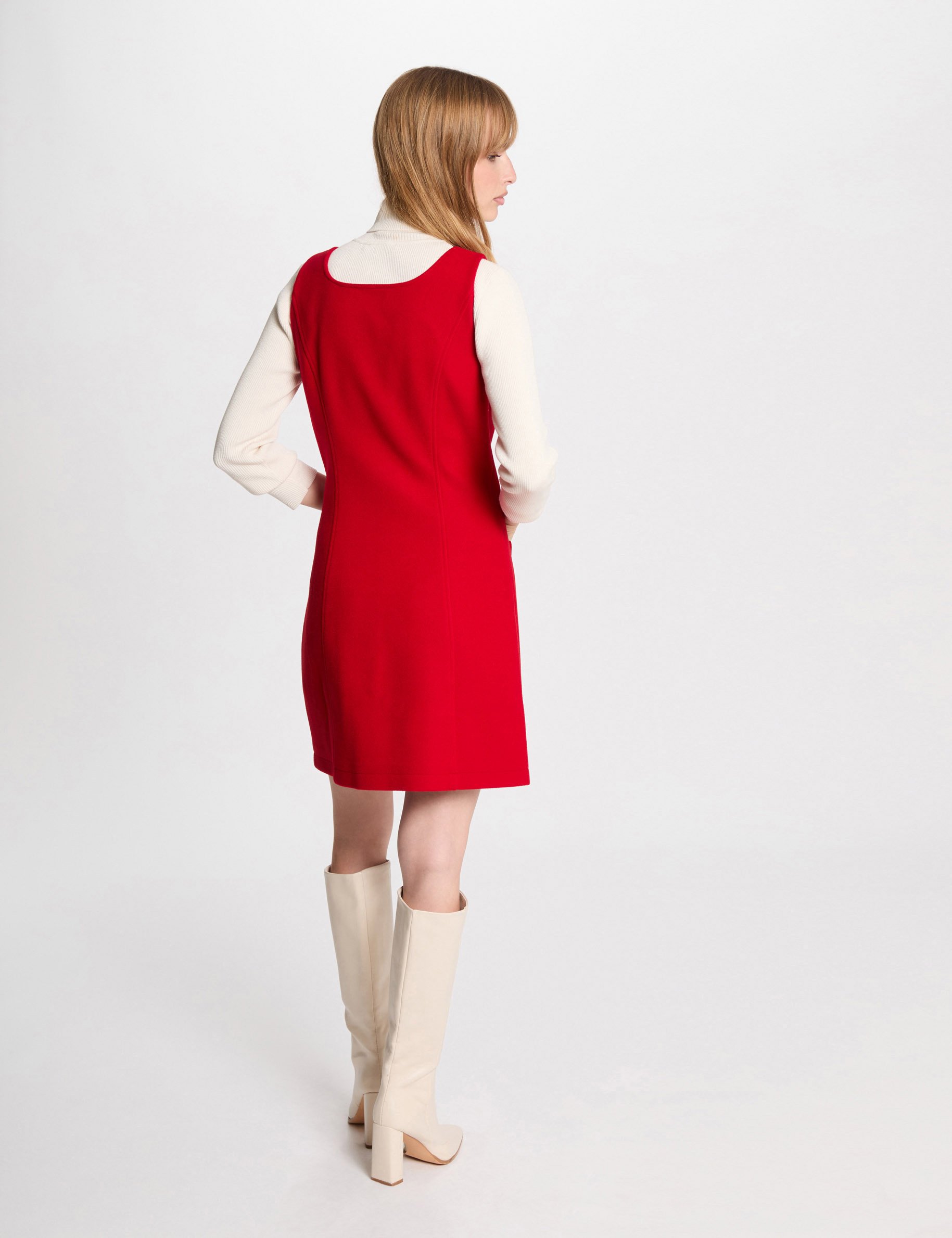 Mini zipped pinafore dress red women