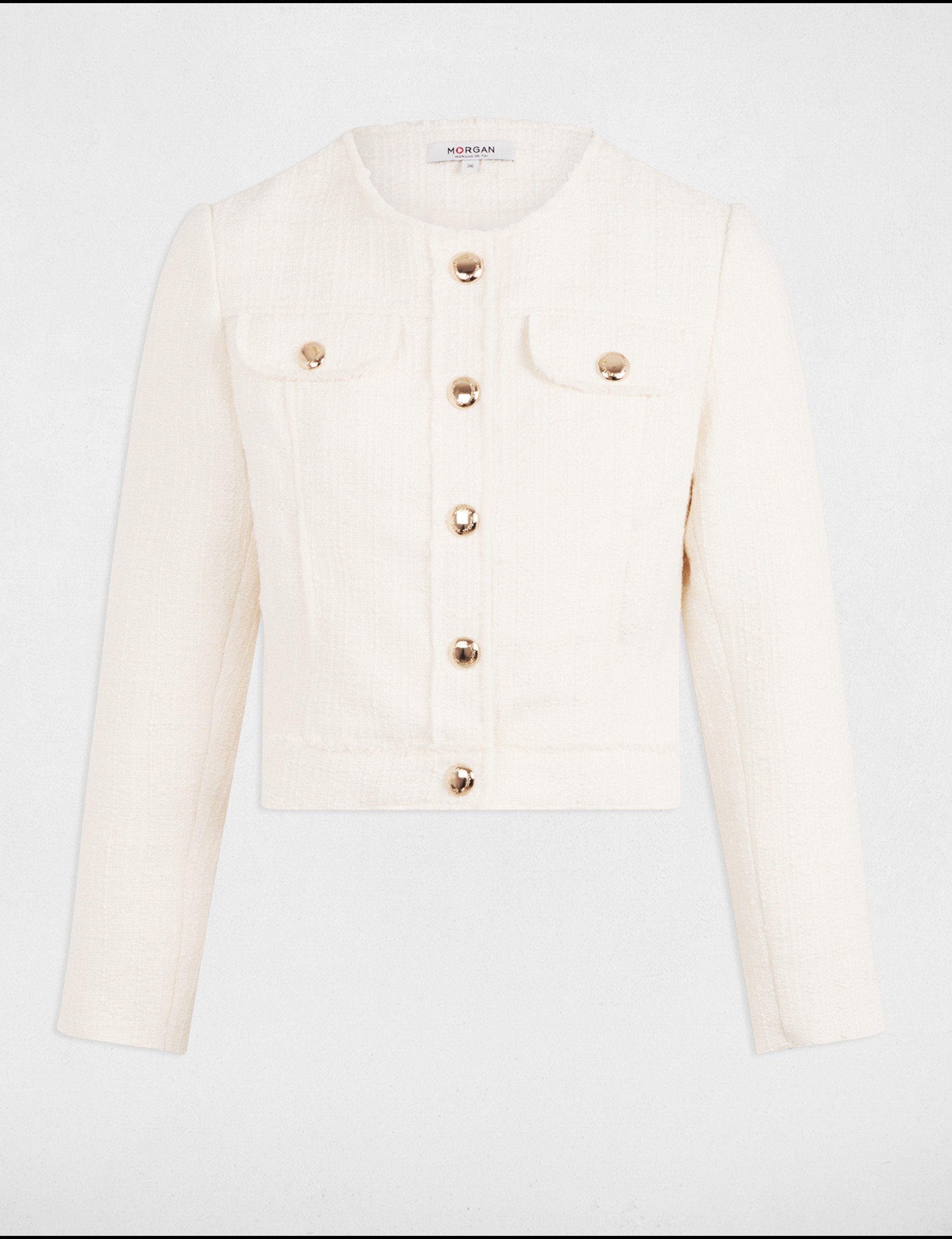 Short tweed jacket ivory women