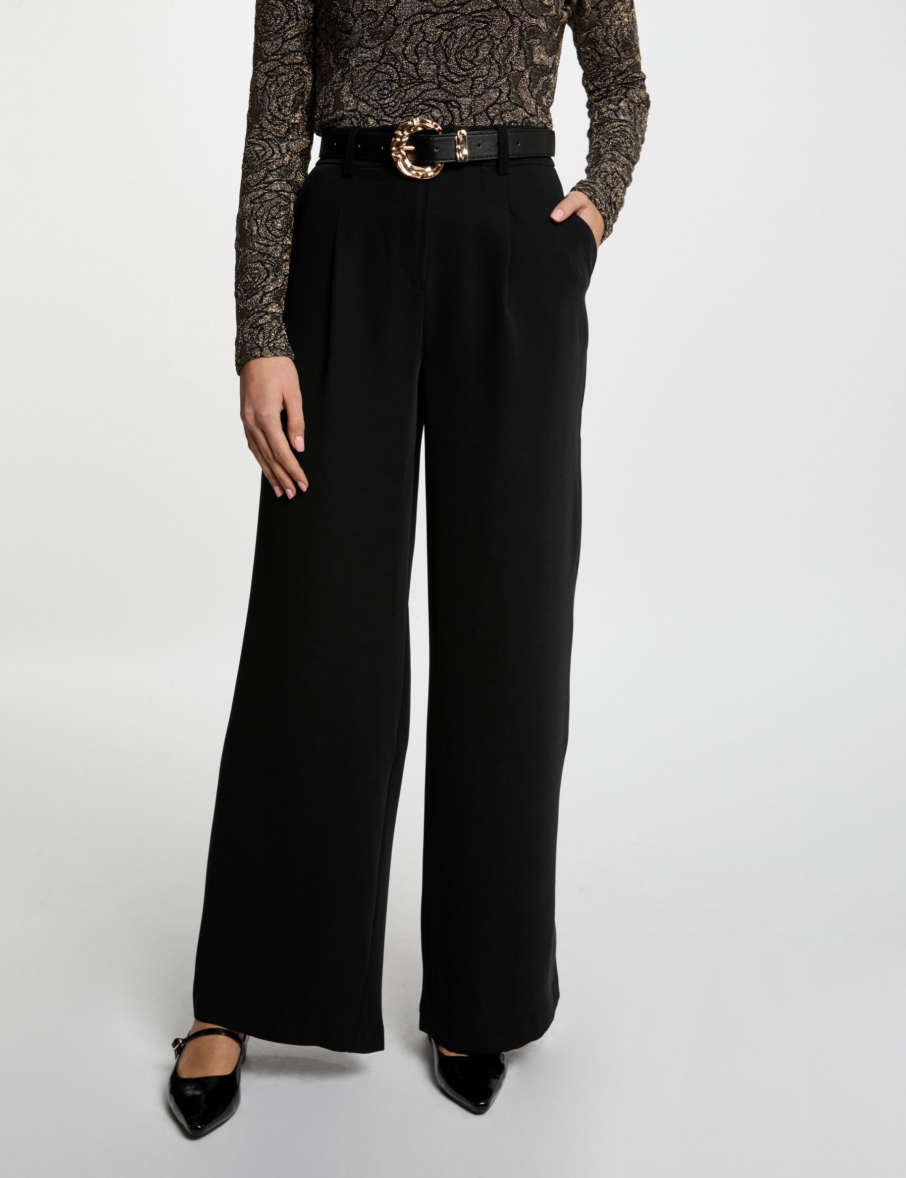 Loose flare trousers black women