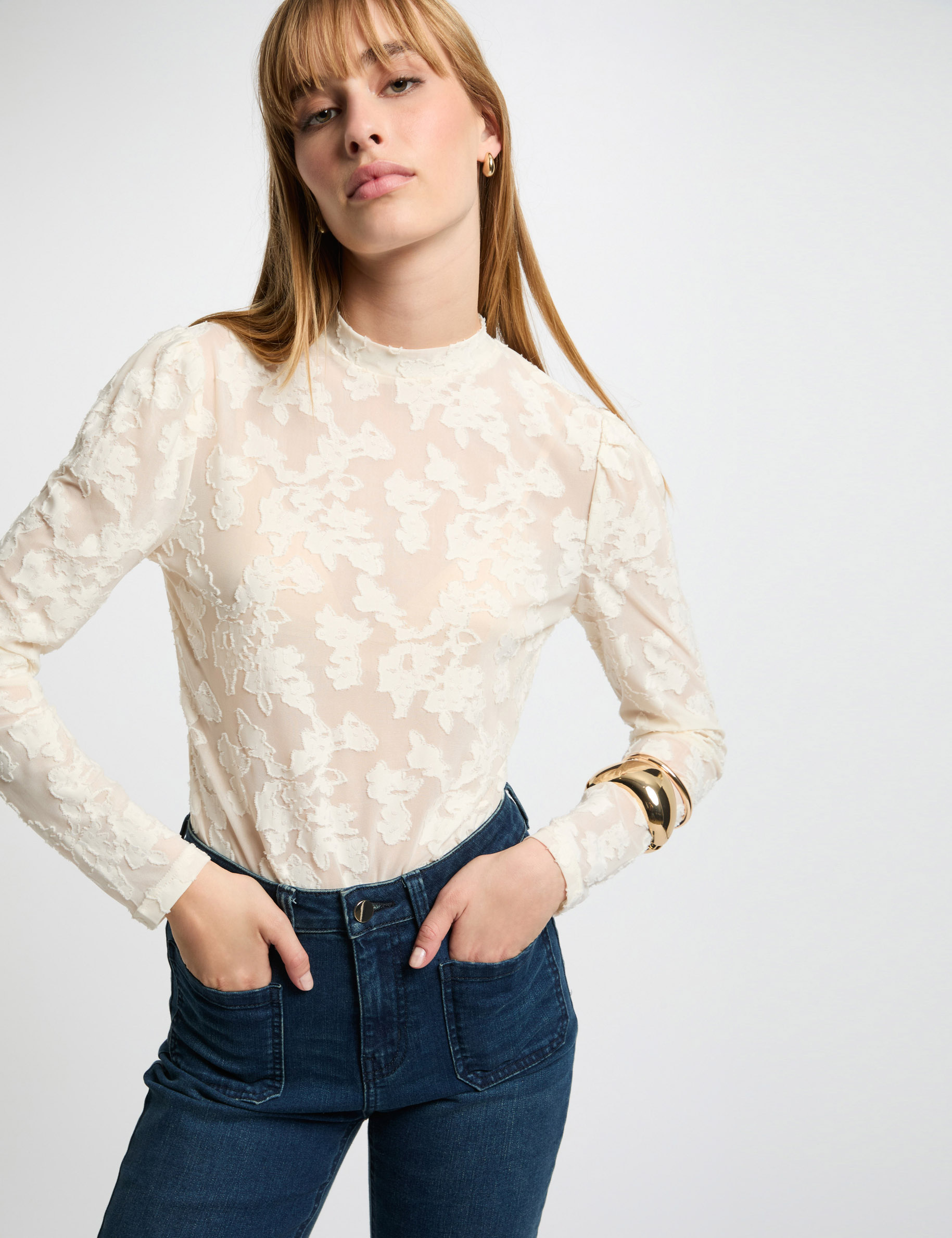 Long-sleeved t-shirt ivory women