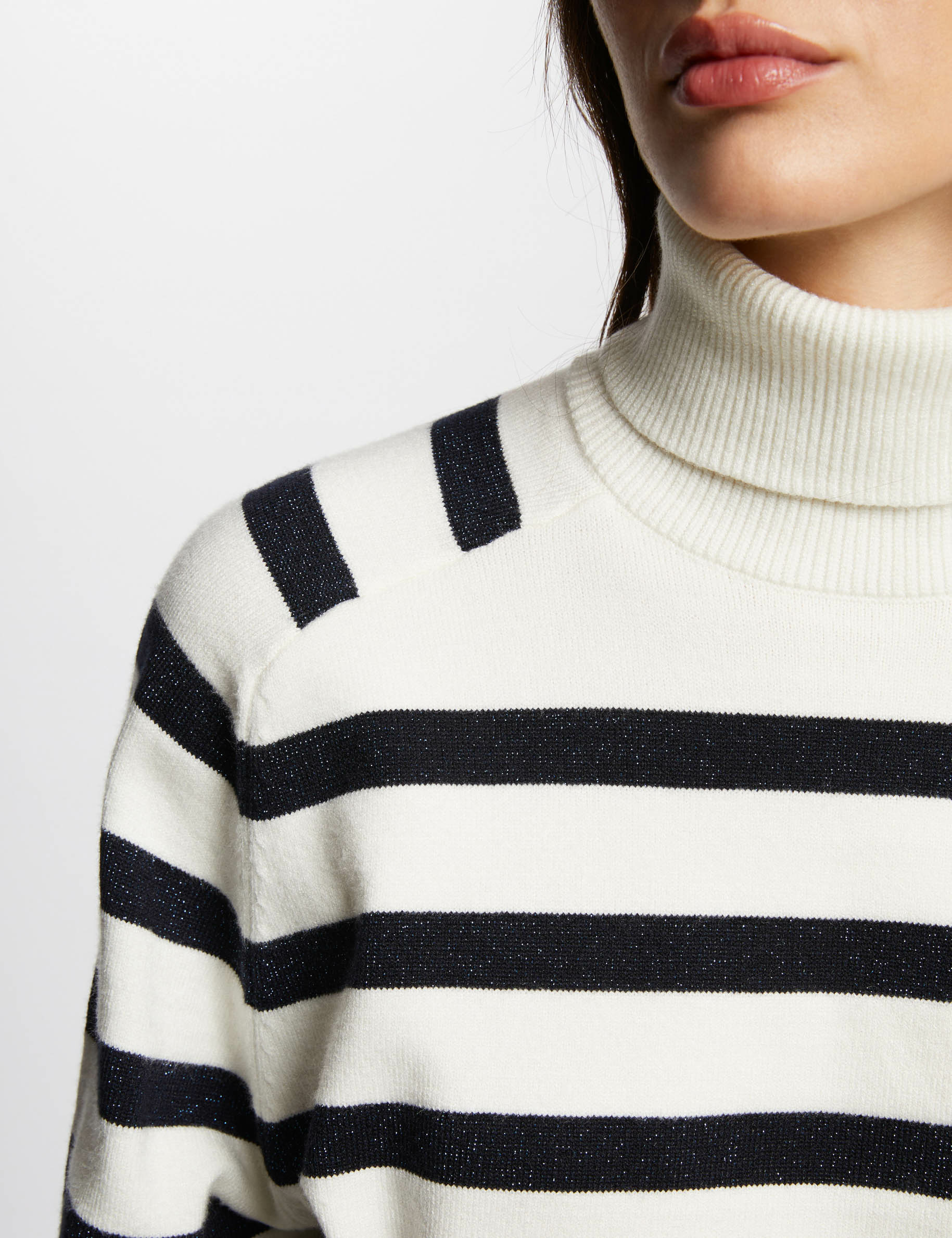 Stripped jumper turtleneck ivory women