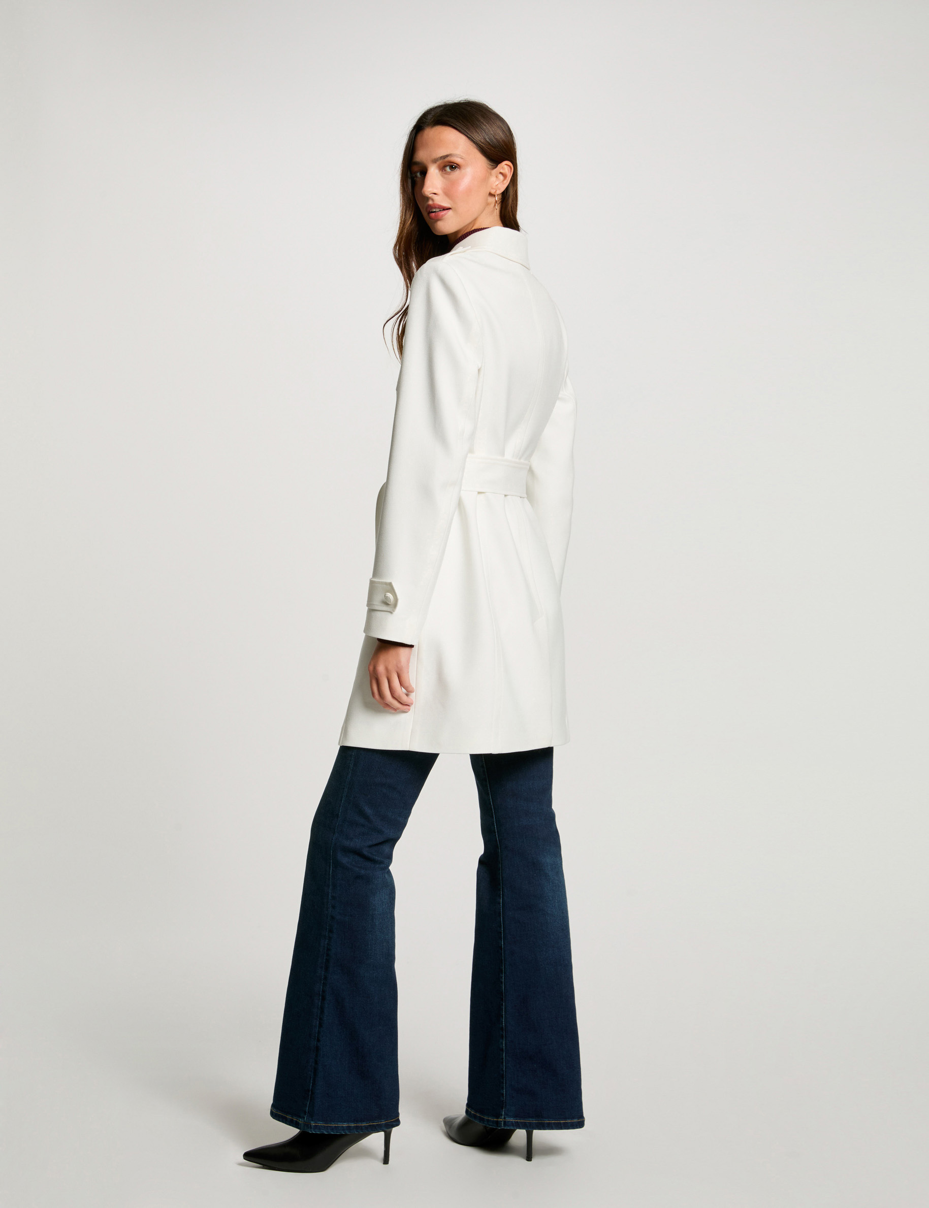 Zipped long coat white women