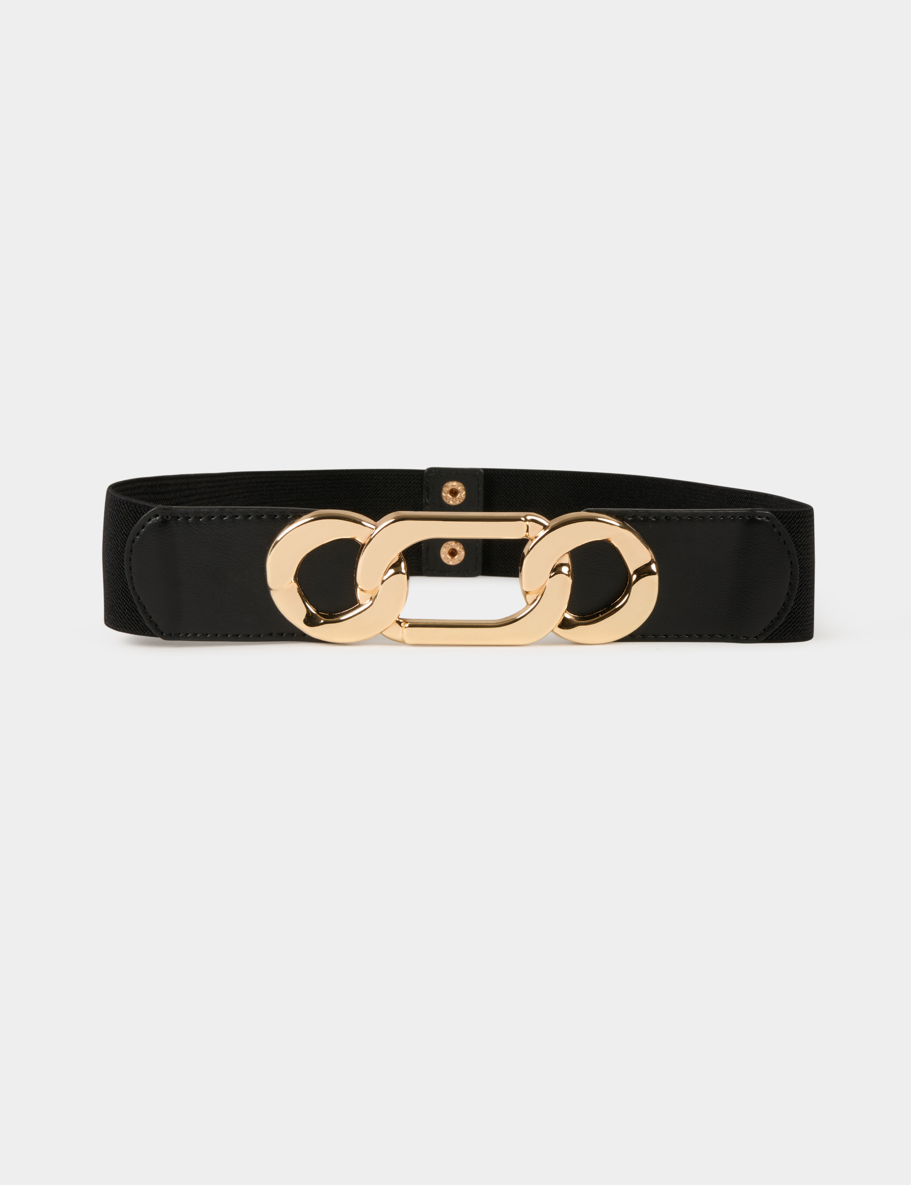 Elasticised belt with buckles black women