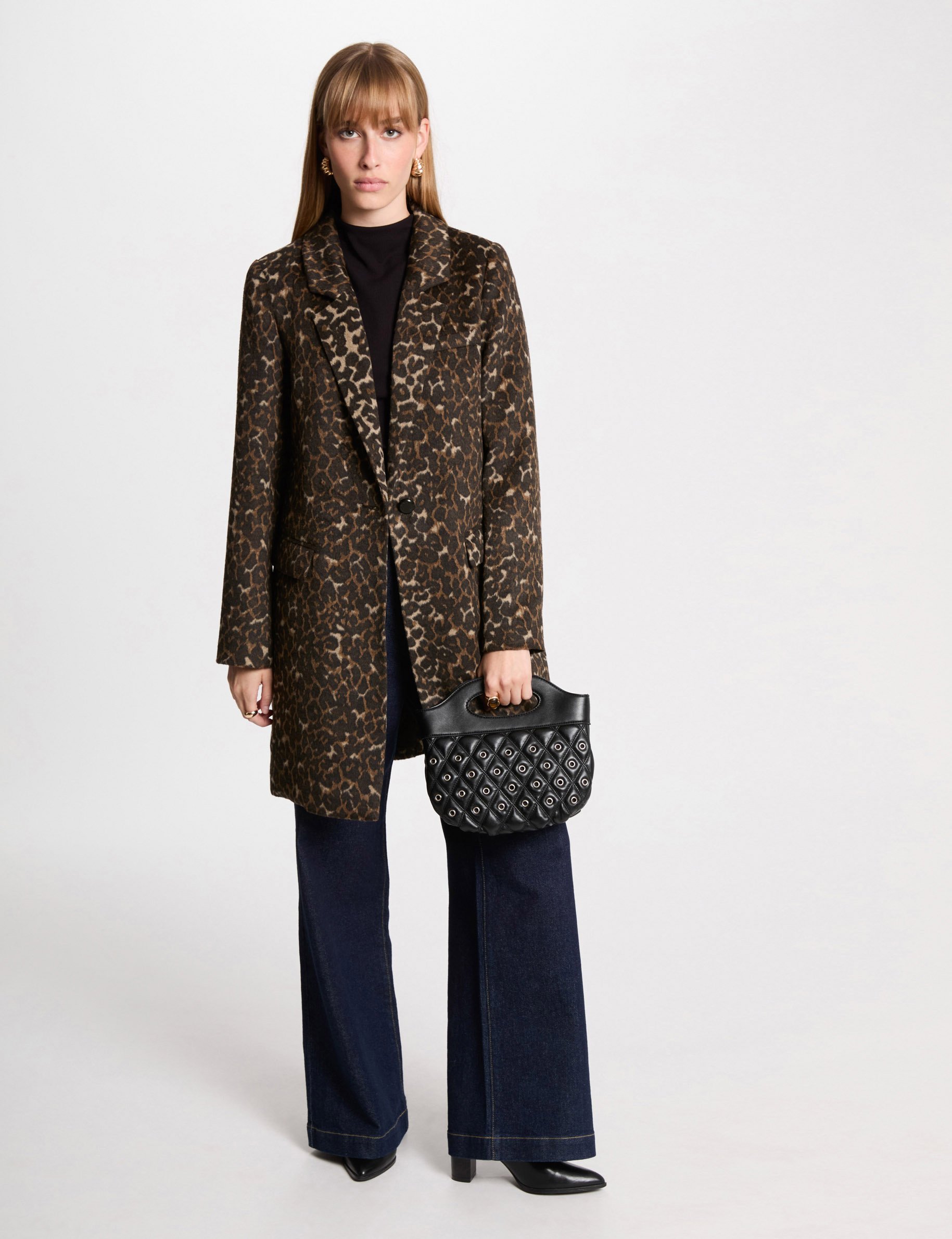 Long coat leopard print multicolor women