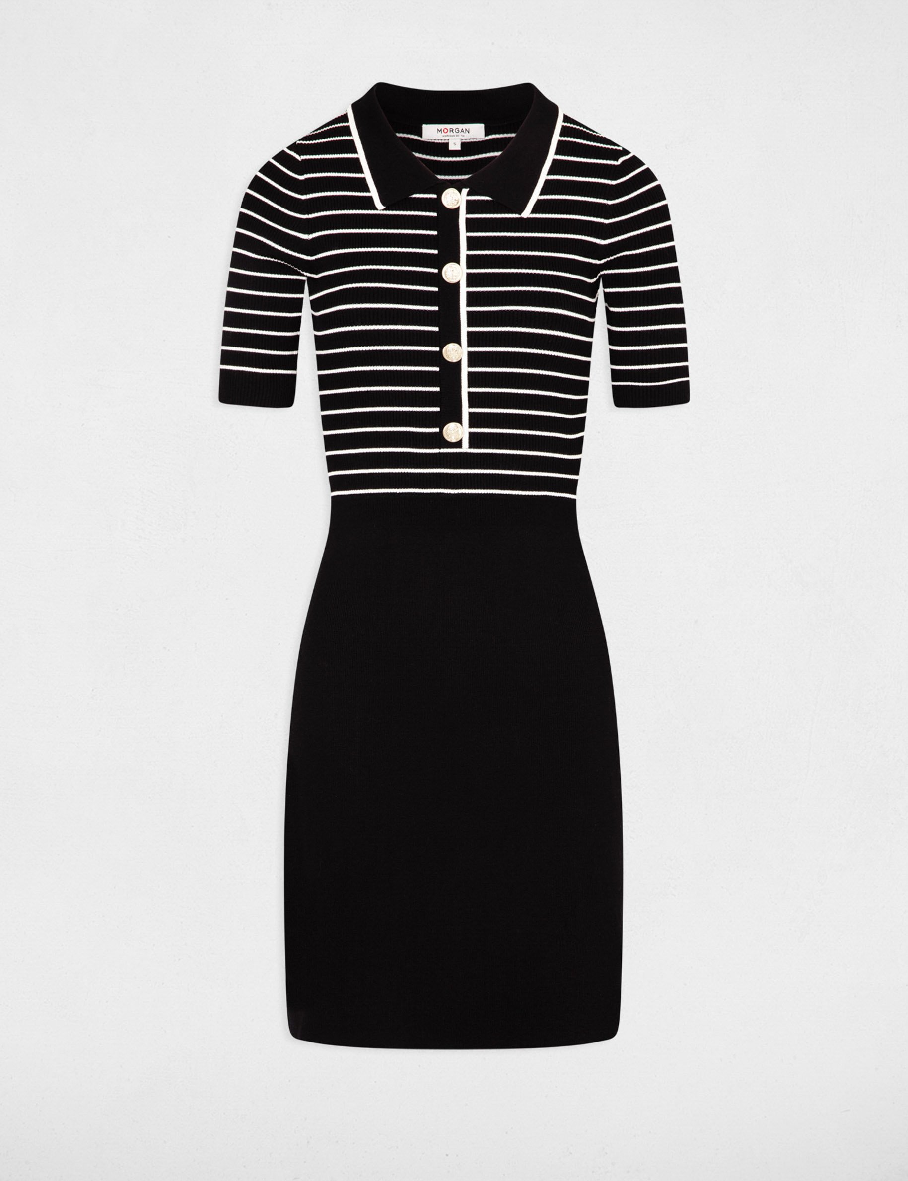 Mini knitted dress stripes black women