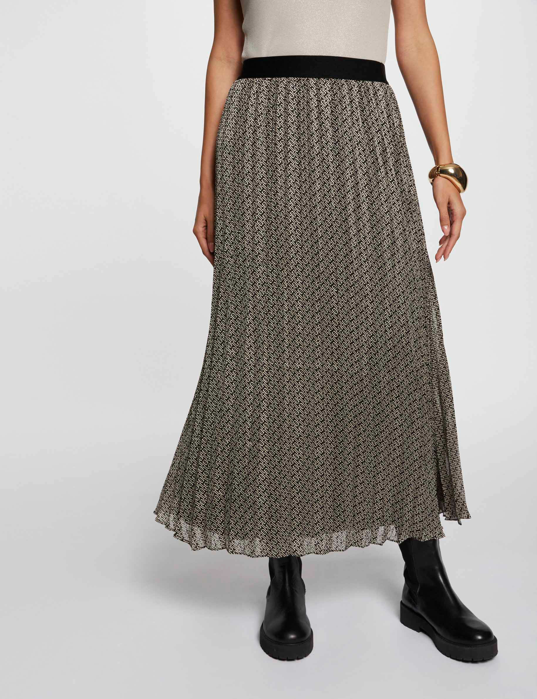 Printed pleated skirt best sale