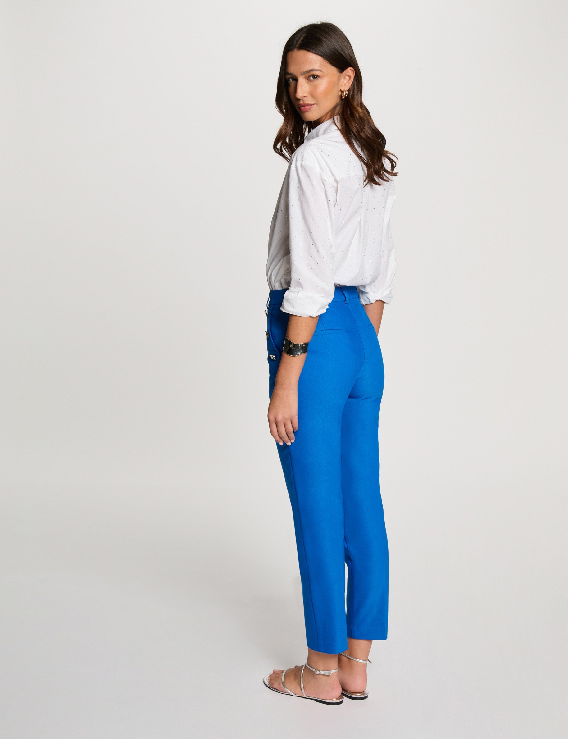 Cropped cigarette trousers electric blue women