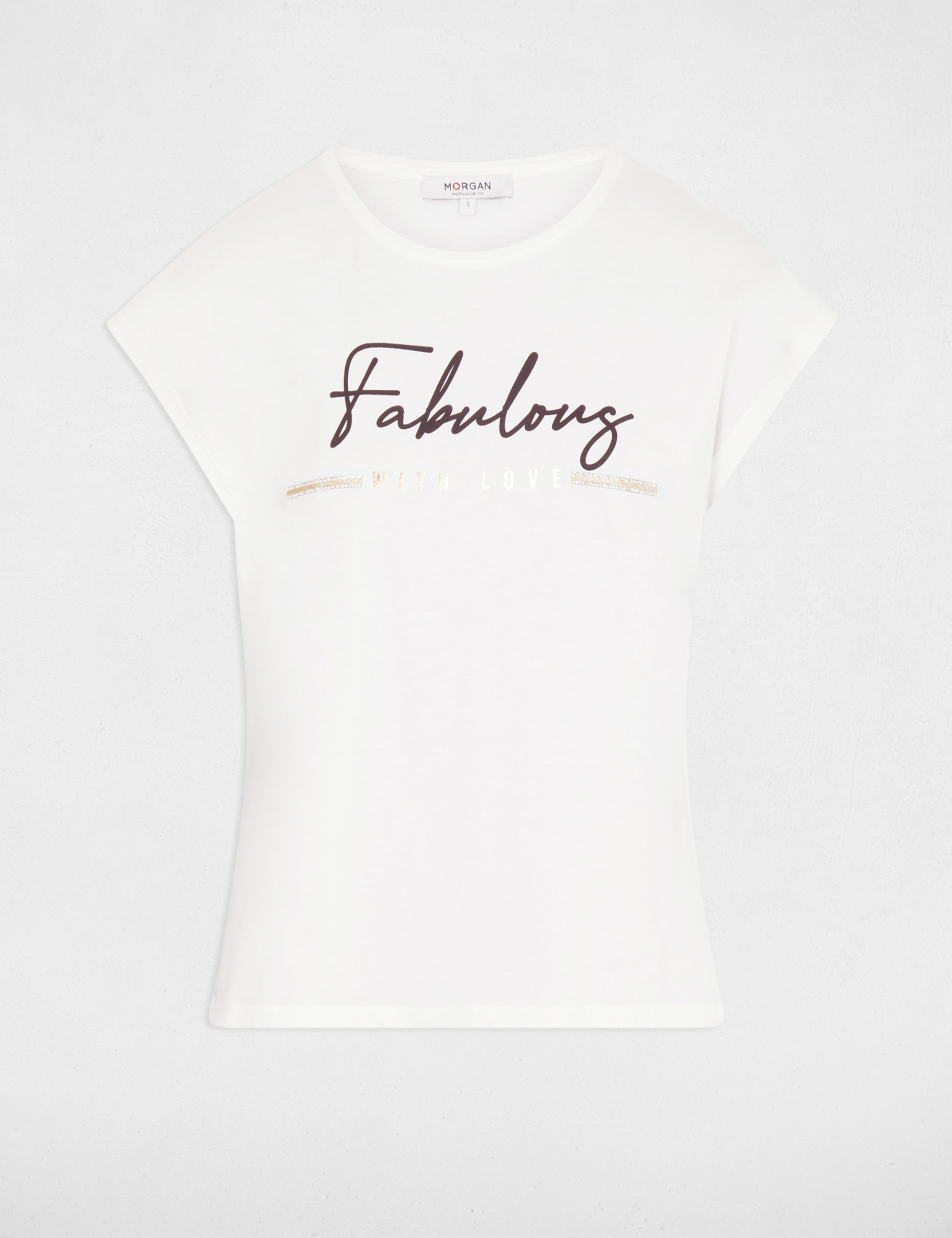 T-shirt with message ecru women