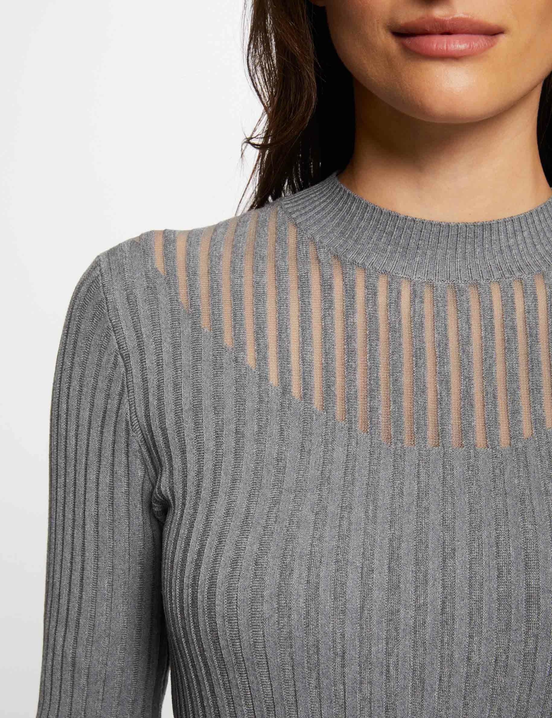 Long-sleeved jumper with high collar mid-grey women