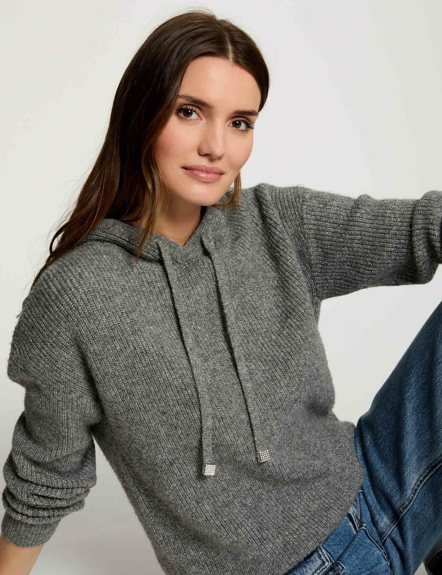 Jumper with hood mid-grey women