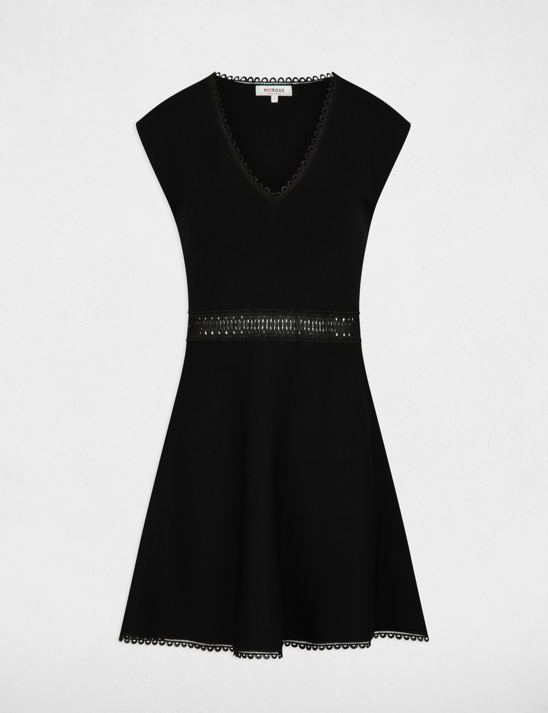 A-line mini knitted dress black ladies'
